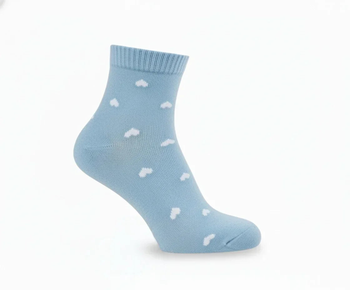 3 Feathers Heart Design Cotton High Ankle Socks Free Size Fits 36 - 41 for Women 5