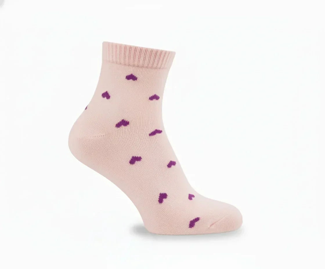 3 Feathers Heart Design Cotton High Ankle Socks Free Size Fits 36 - 41 for Women 6
