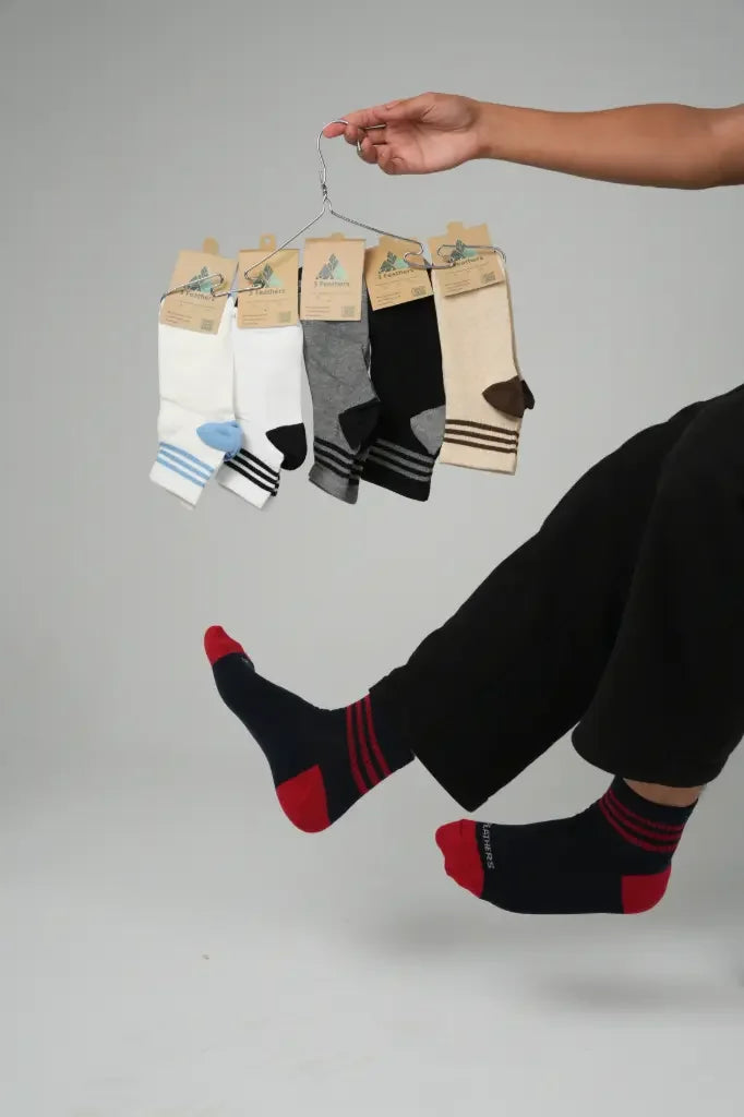 3 Feathers Cotton High Ankle Sportive Socks Free Size Fits 40 - 45 for Men 1