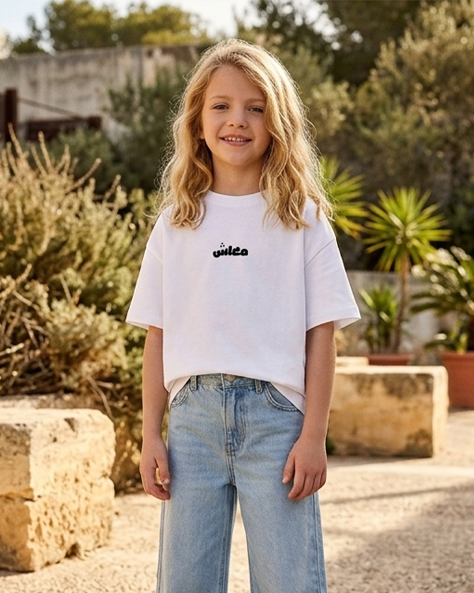Ma3lesh Girls Oversized SS T-Shirt - Off White - NAS Trends 1