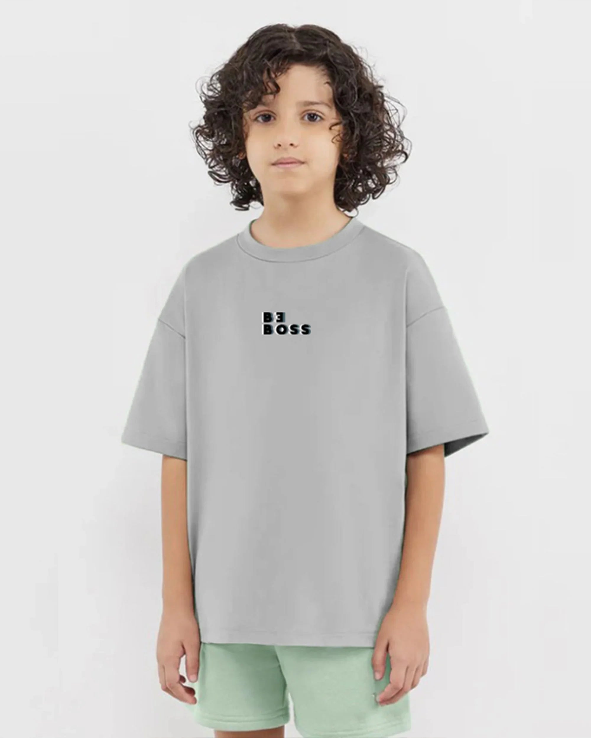 NAS Trends - Be Boss Boys Oversized SS T-Shirt - Grey 3