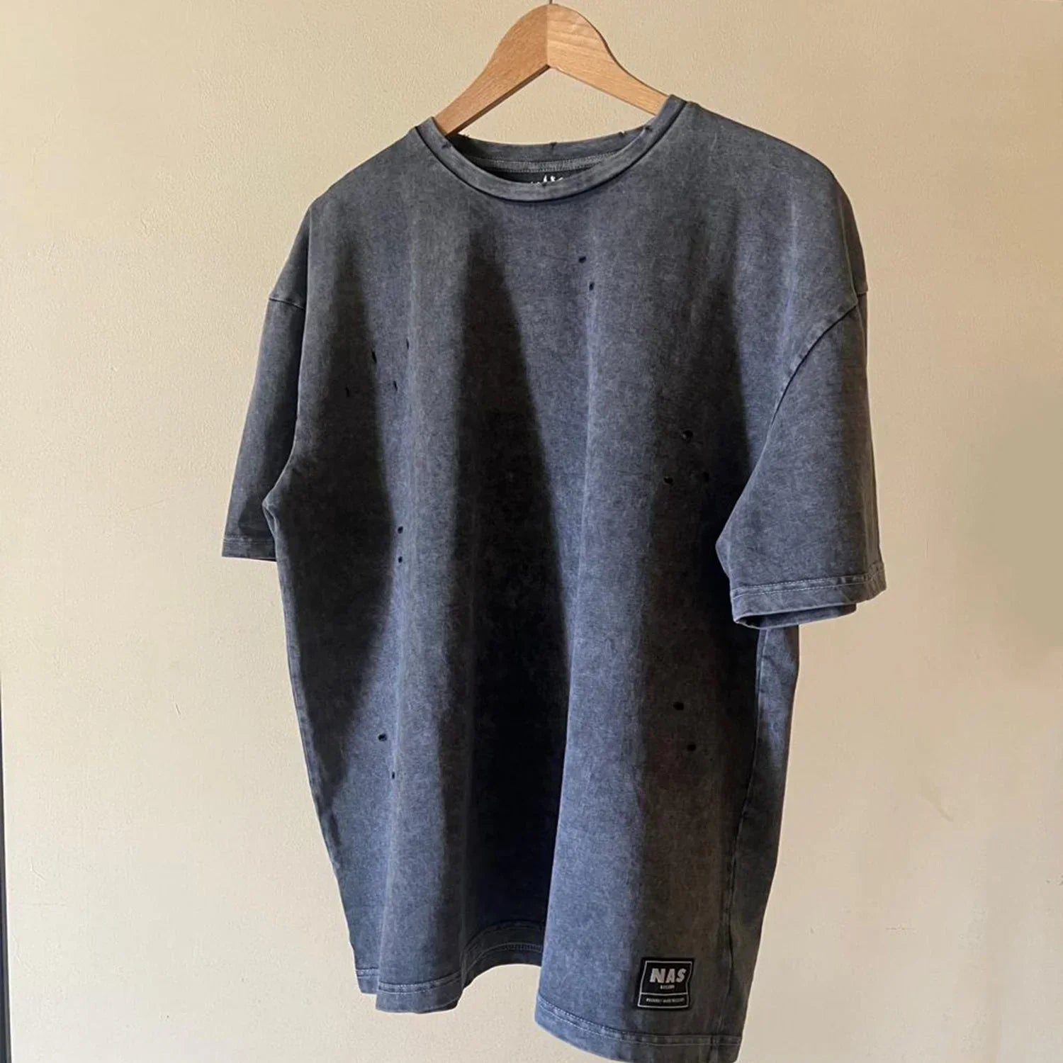 Stone Washed Basic Unisex Oversized SS T-Shirt - Grey - NAS Trends - Babazzaro