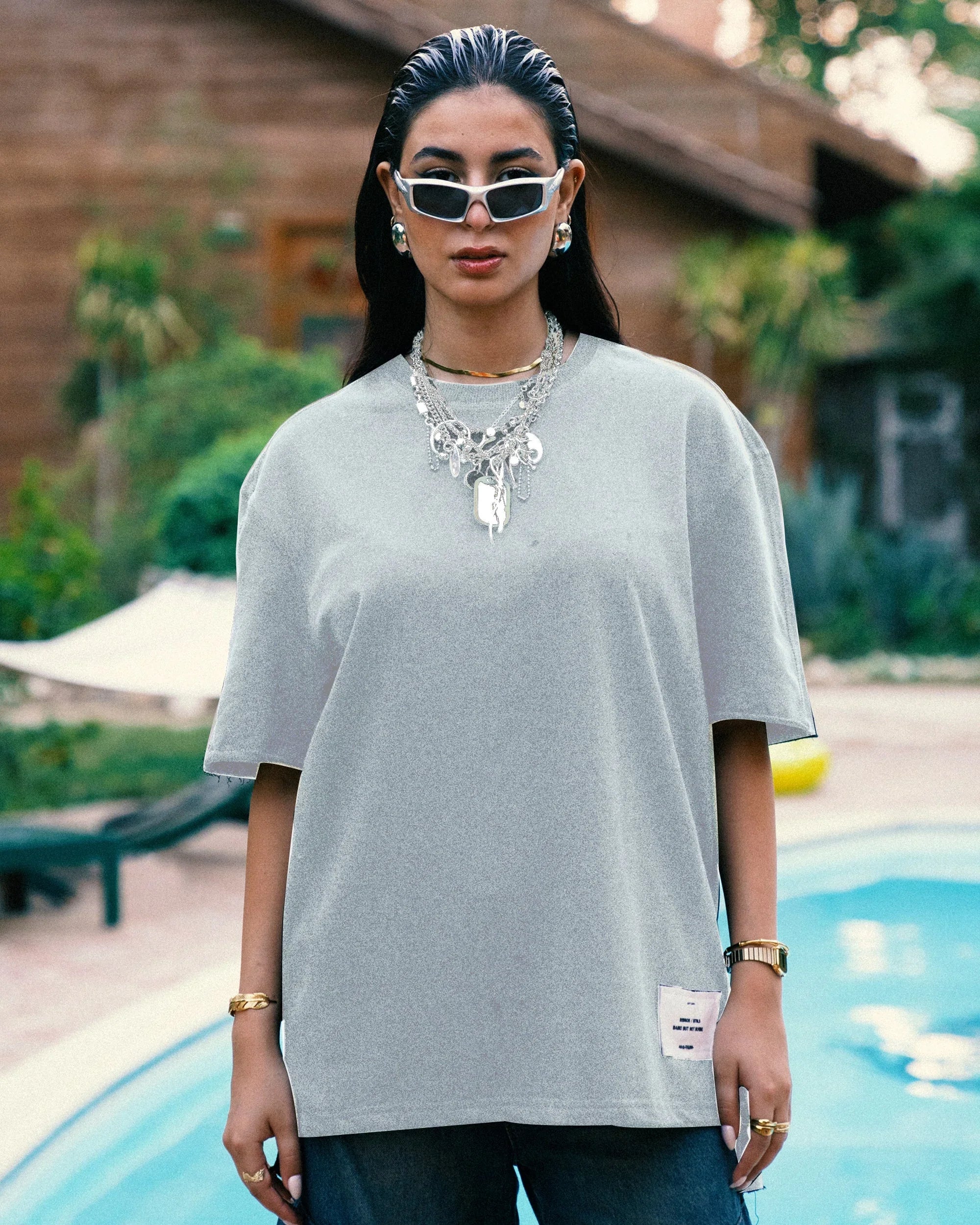 NAS Trends - Stitched Basic Unisex Oversized SS T-Shirt - Grey 1