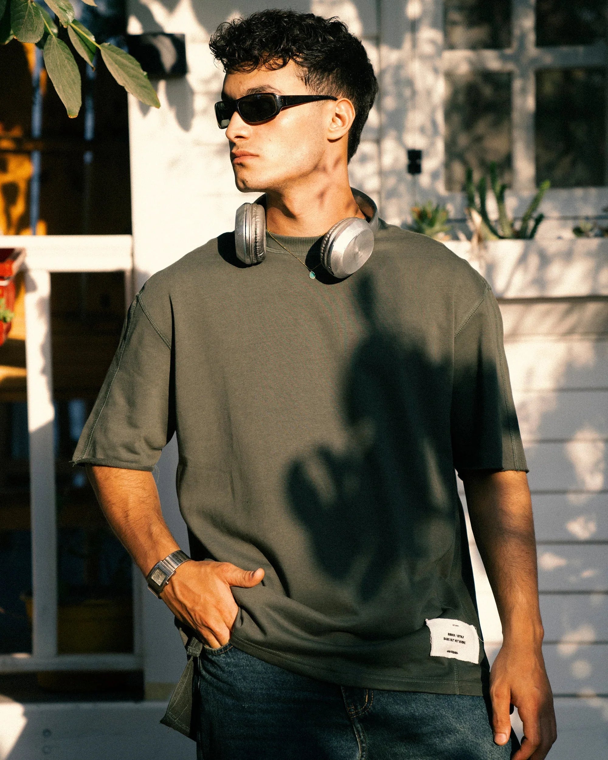 NAS Trends - Stitched Basic Unisex Oversized SS T-Shirt - Olive 1