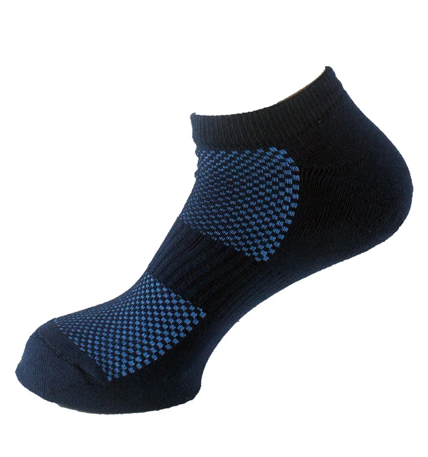 Men Set Of 3 Half Terry Ankle Socks Nets ( Black-White-Blue ) - Sam Socks - Babazzaro