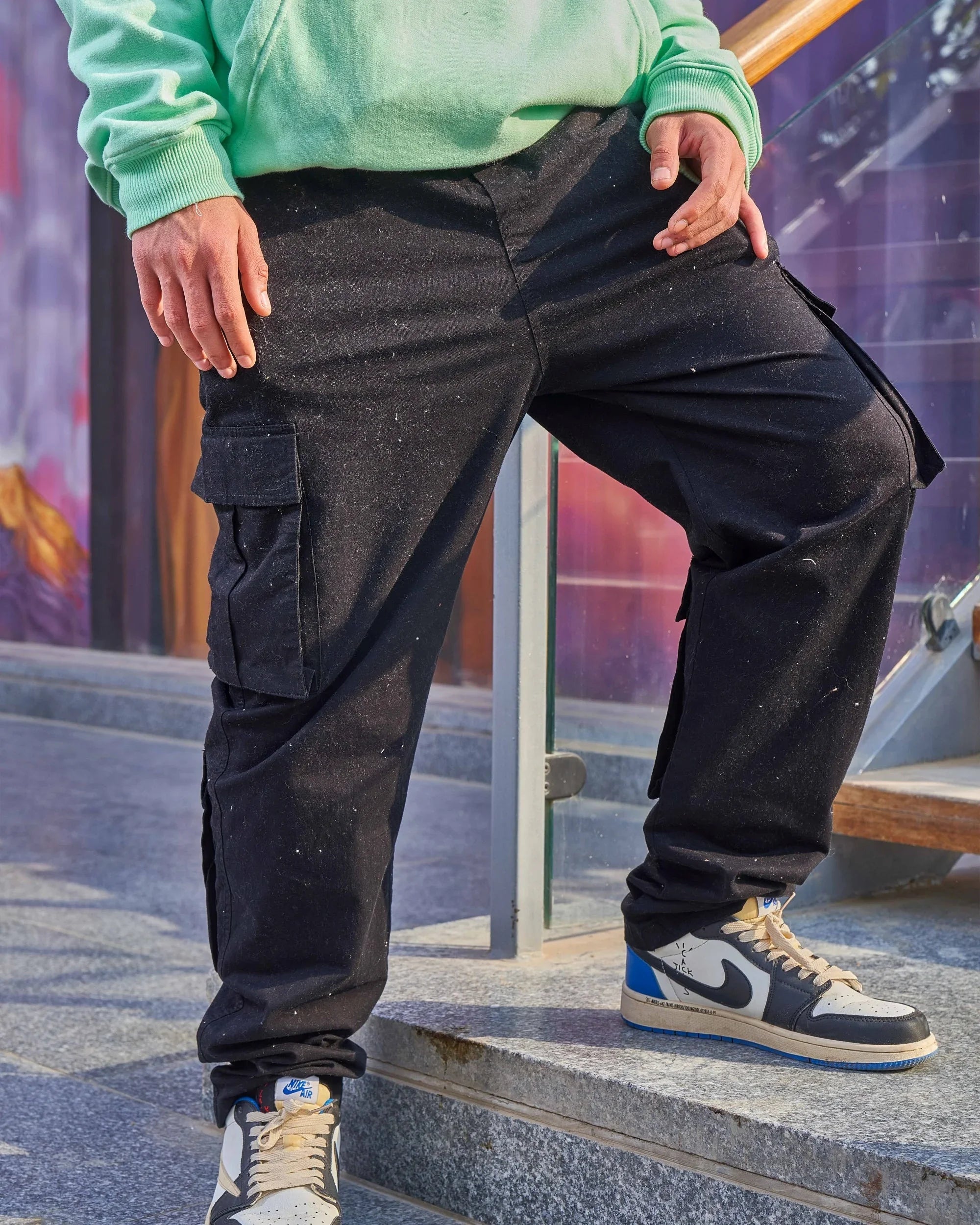 NAS Trends - Basic Unisex Cargo Pants - Black 4