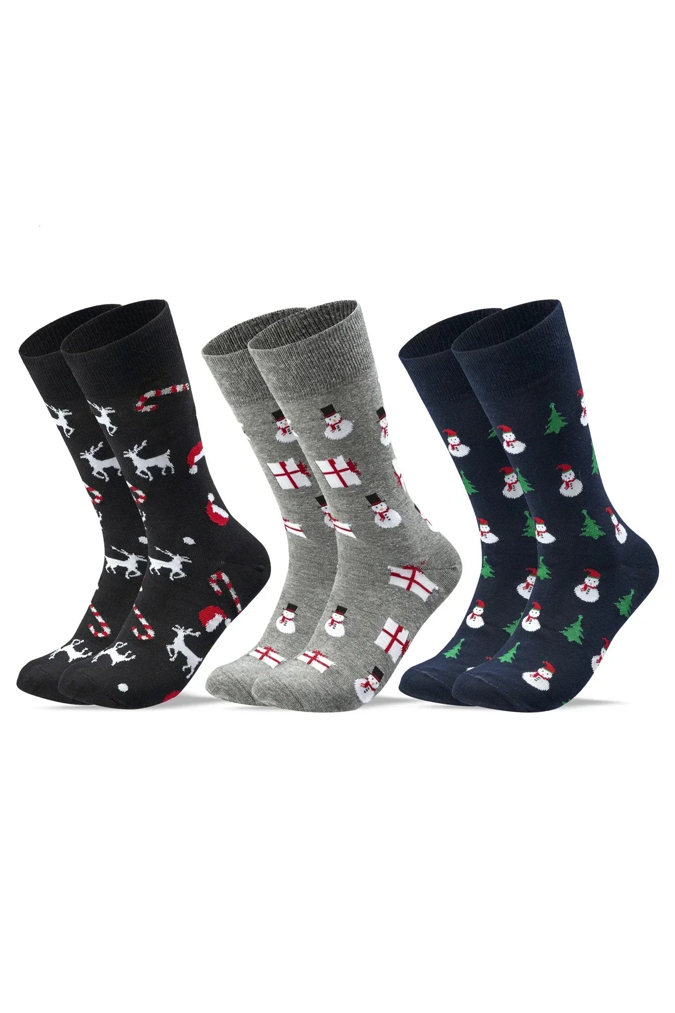 Women Set Of 3 Christmas Gift Pattern Socks Multicolour - Sam Socks - Babazzaro