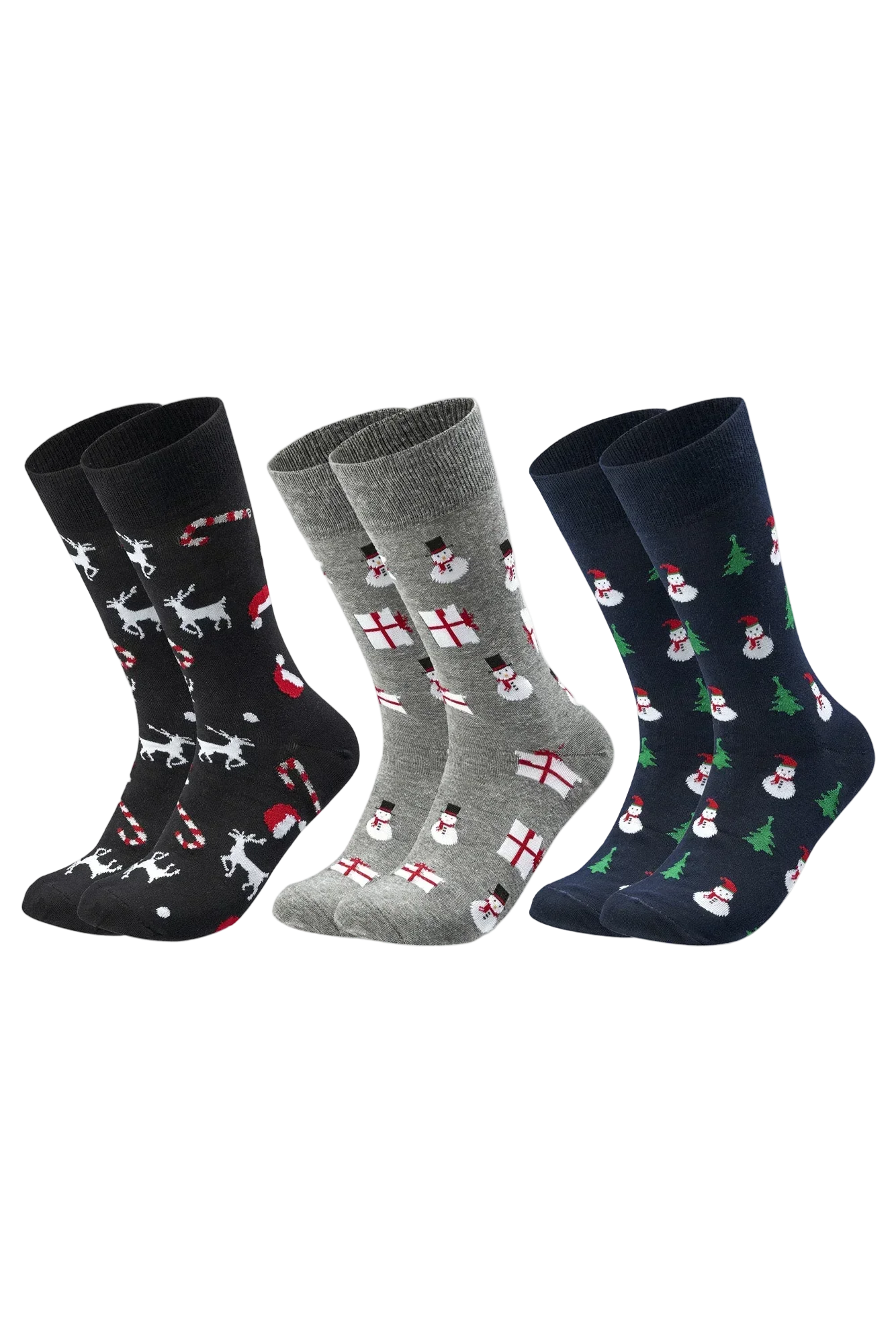 Women Set Of 3 Christmas Gift Pattern Socks Multicolour - Sam Socks - Babazzaro
