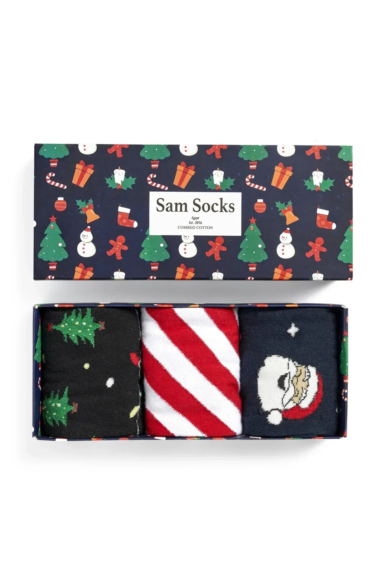 Men Set Of 3 Christmas Long Socks Gift Pattern 3 Multi Color - Sam Socks - Babazzaro