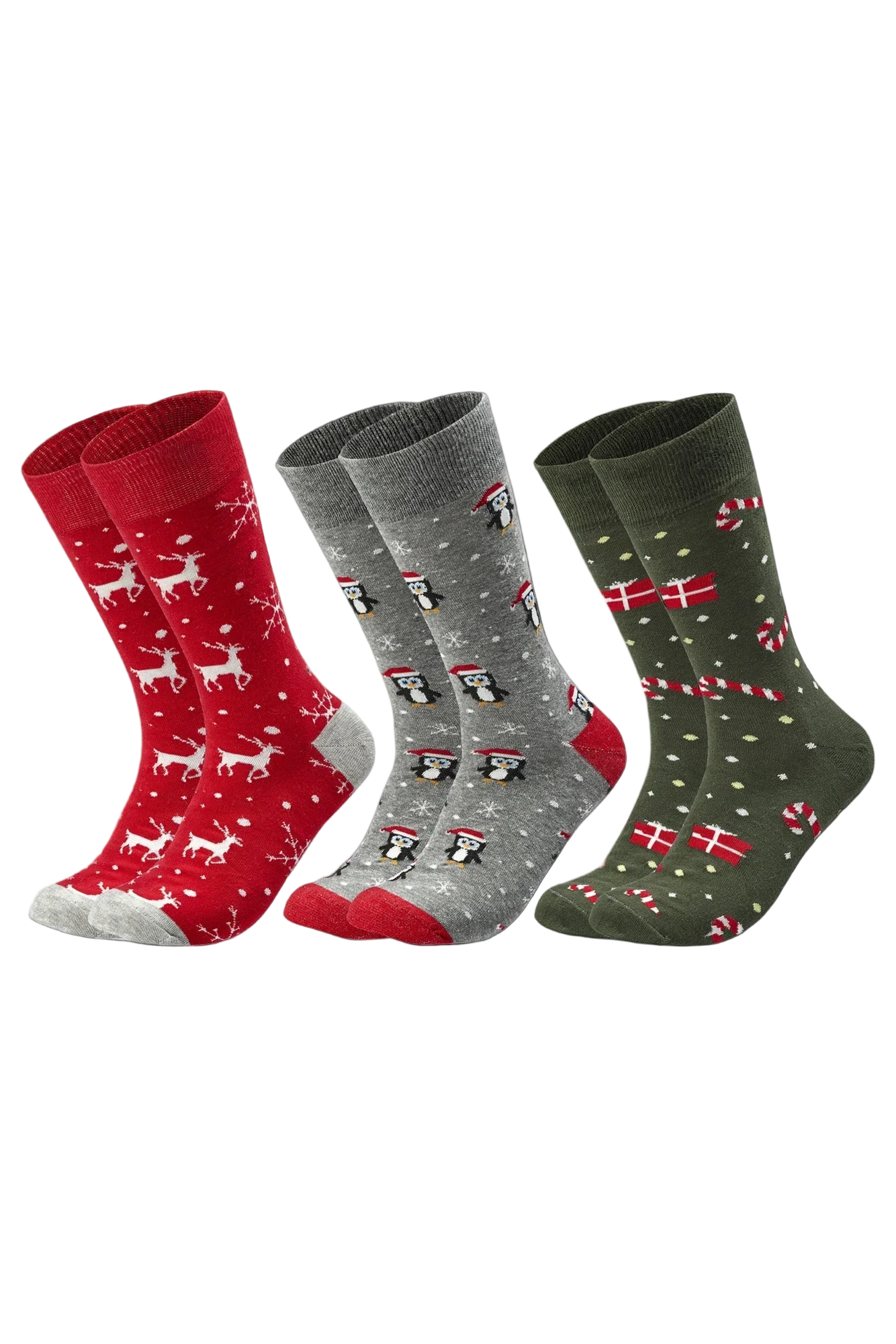 Sam Socks - Men Set Of 3 Long Christmas Gift Patterns Socks Multi Color 1