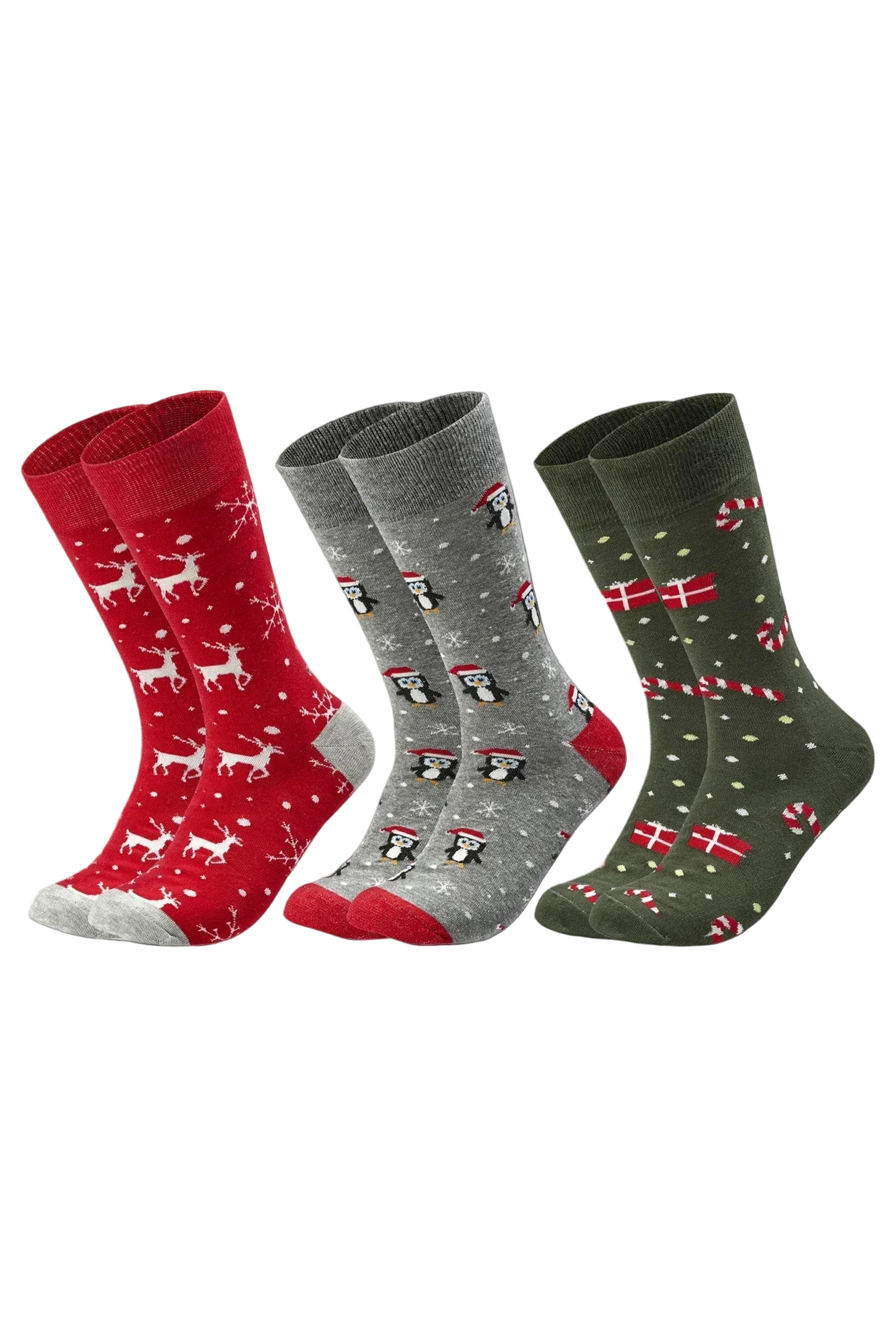 Men Set Of 3 Long Christmas Gift Patterns Socks Multi Color - Sam Socks - Babazzaro