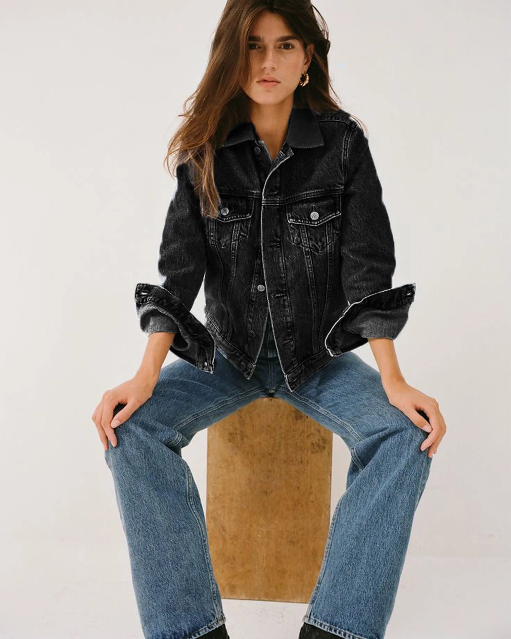 Women Denim Jacket - Black - NAS Trends 4