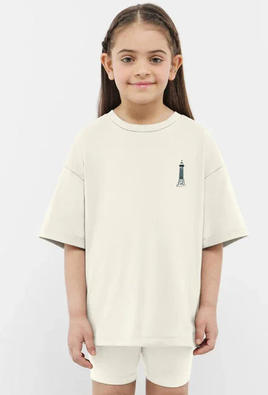 Abo El Hol Girls Oversized SS T-Shirt - Off White - NAS Trends 1