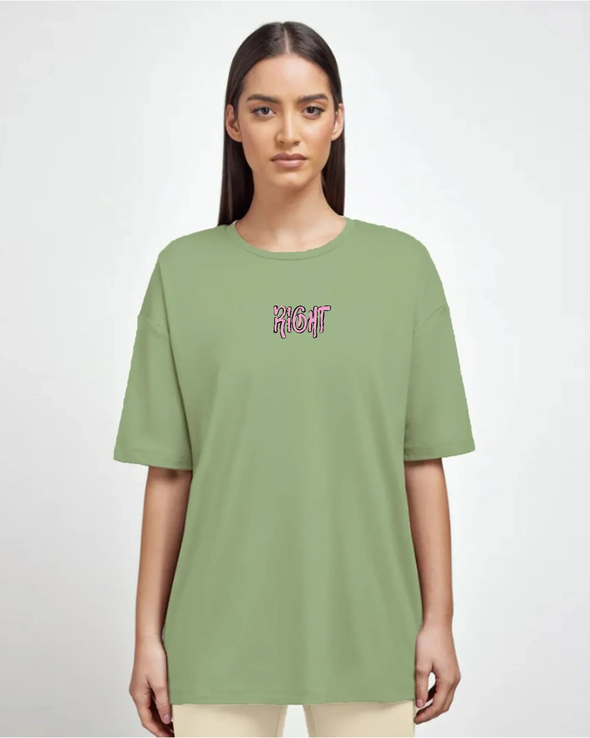 Right Women Oversized SS T-Shirt - Pistachio - NAS Trends - Babazzaro