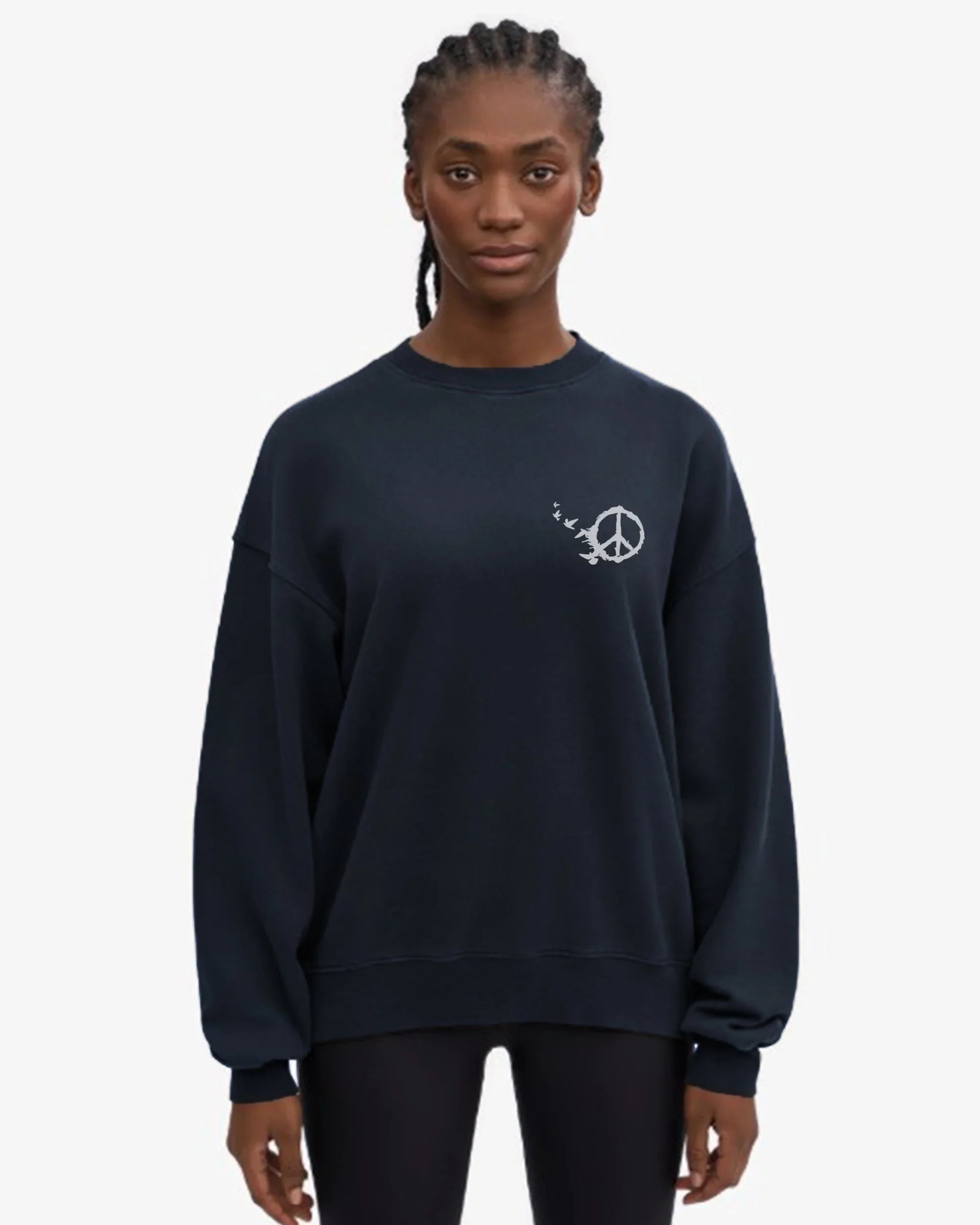 NAS Trends - Peace Unisex Oversized Crew-neck Sweatshirt - Dark Grey 3