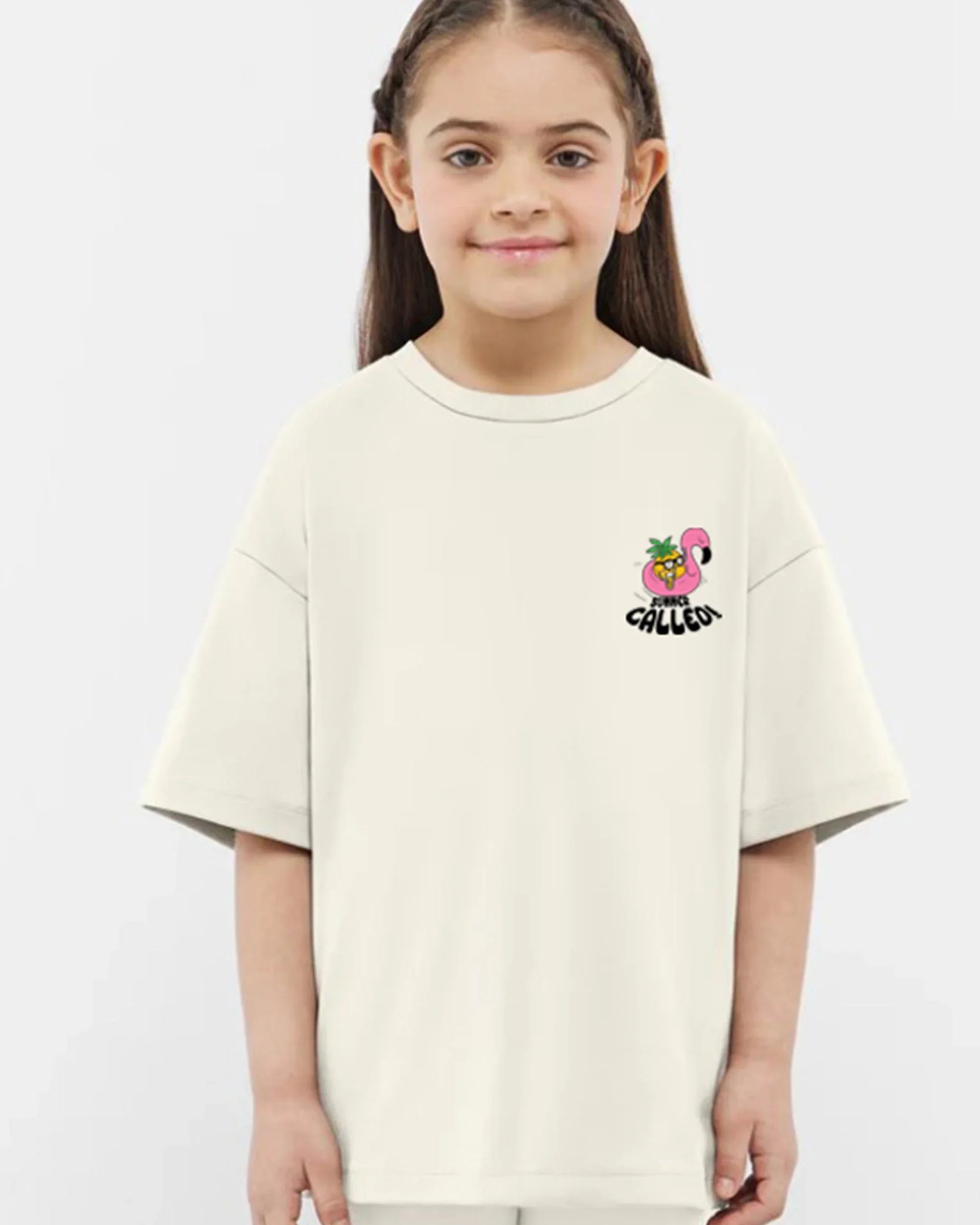 Happy News Girls Oversized SS T-Shirt - Off White - NAS Trends 2