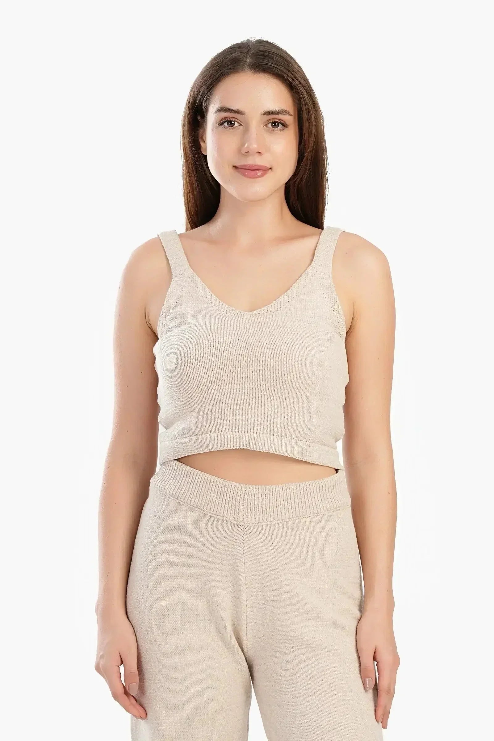 Carina - Knit Plunge Neck Pyjama Top 1