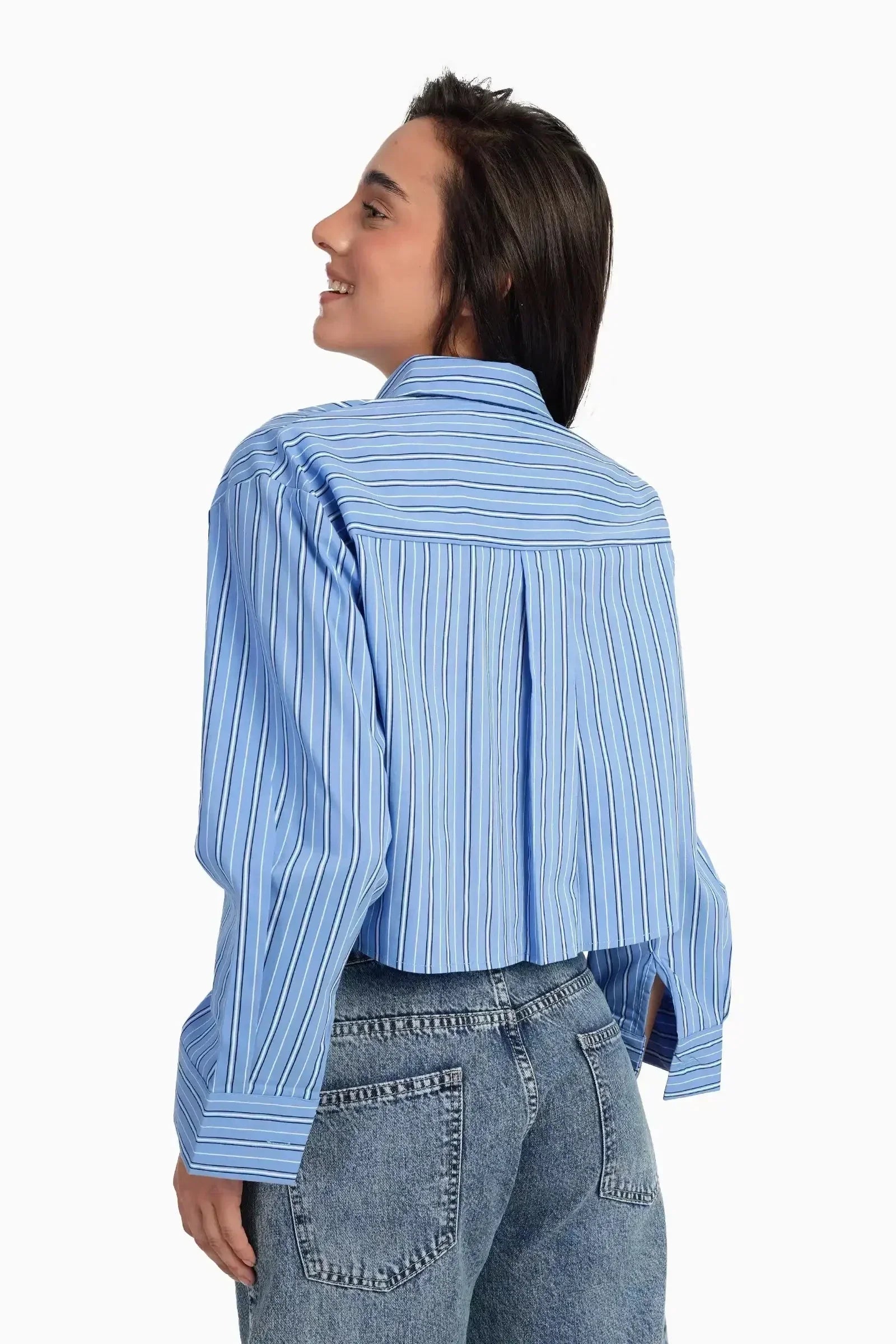 Carina - Cropped Hidden Placket Shirt 1