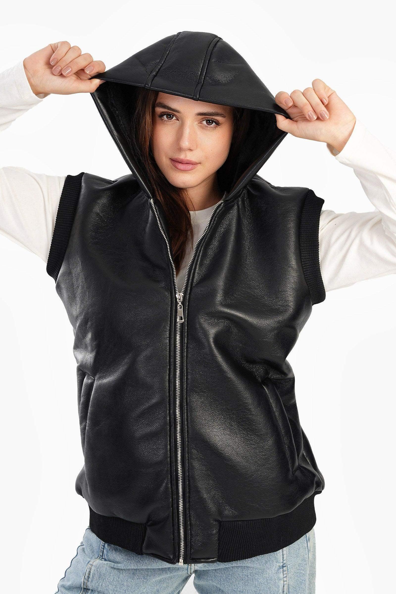 Carina - Leather Vest with Full Zipper 1