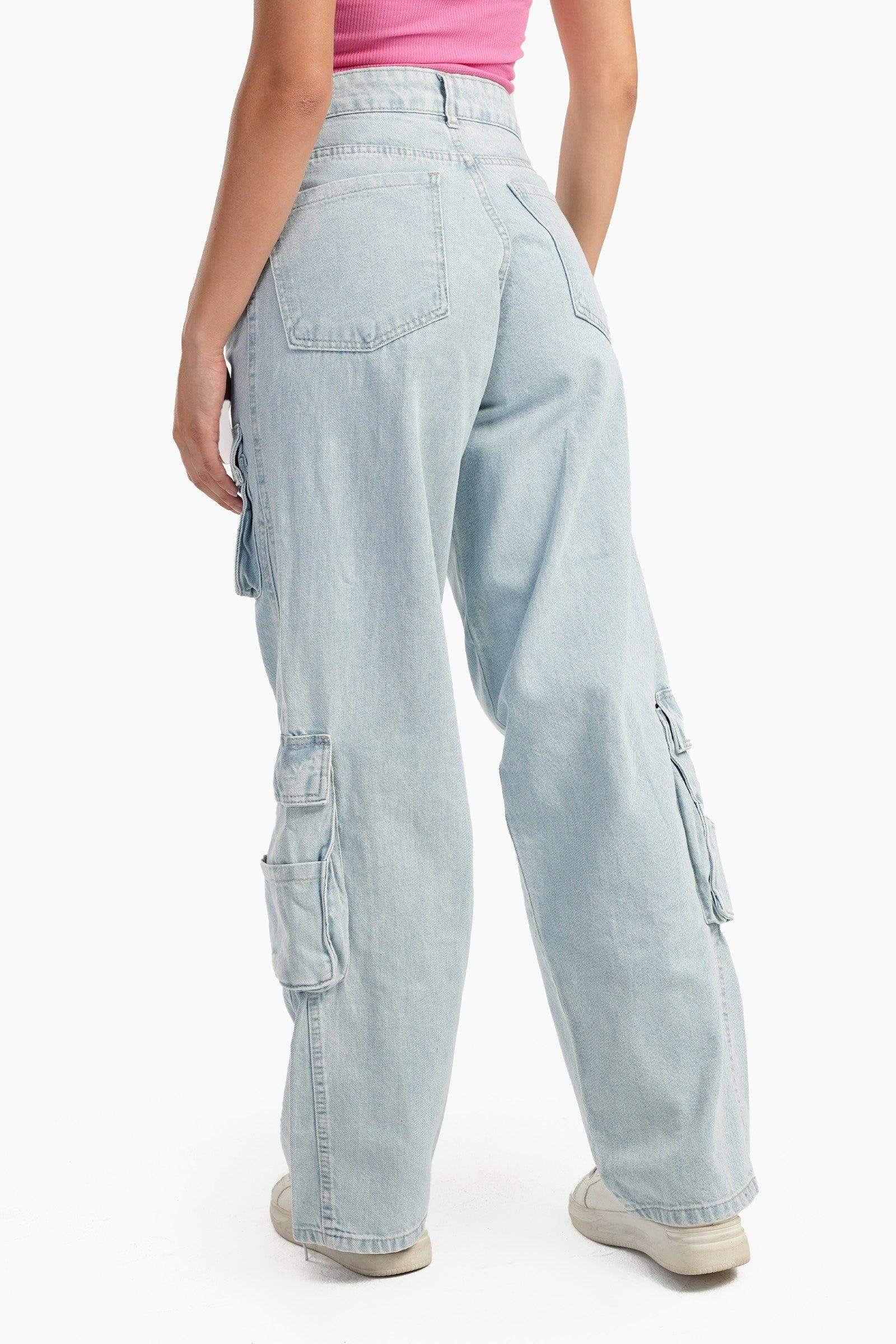 Carina - Light Blue Cargo Jeans 1