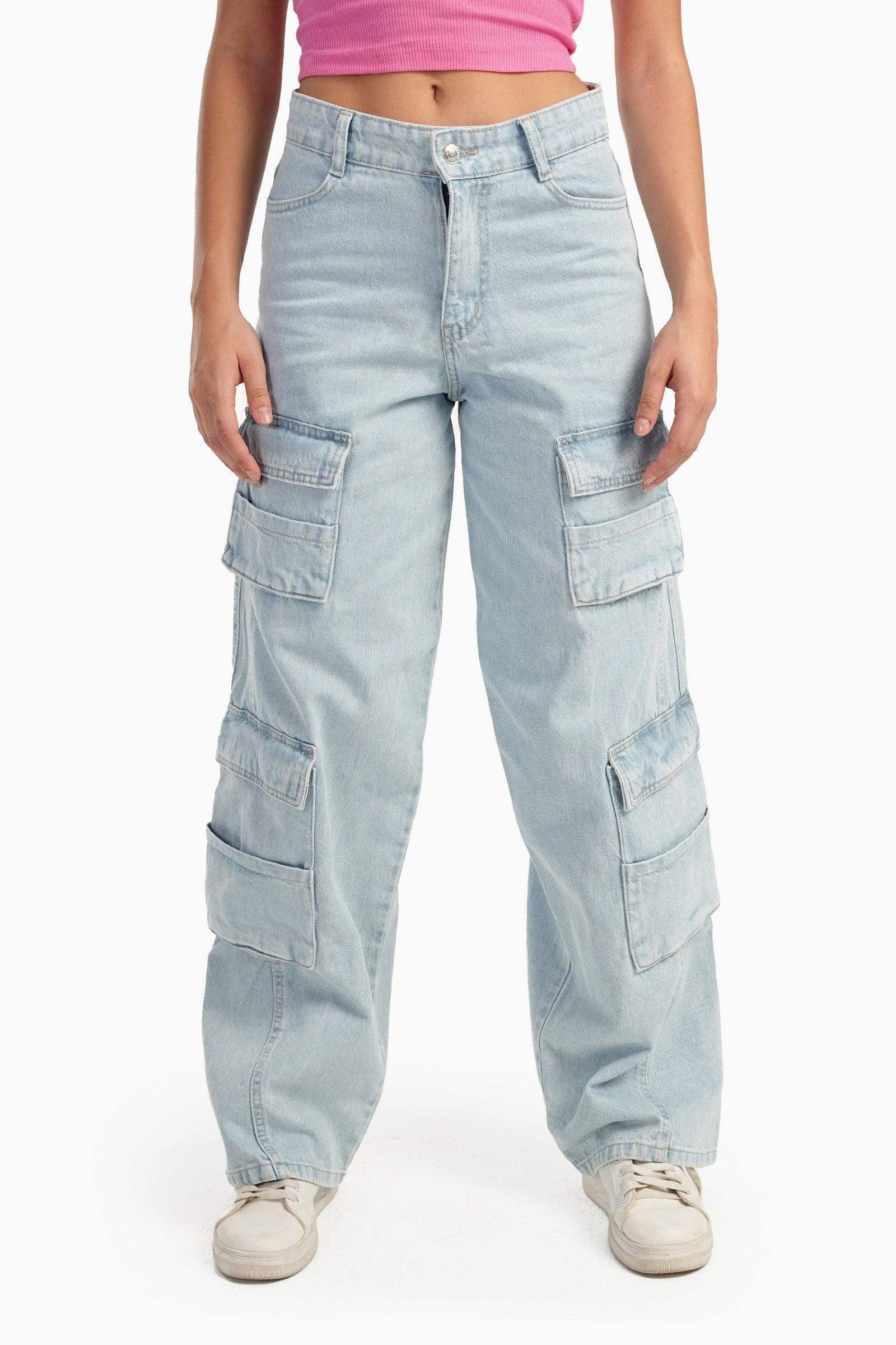Carina - Light Blue Cargo Jeans 2