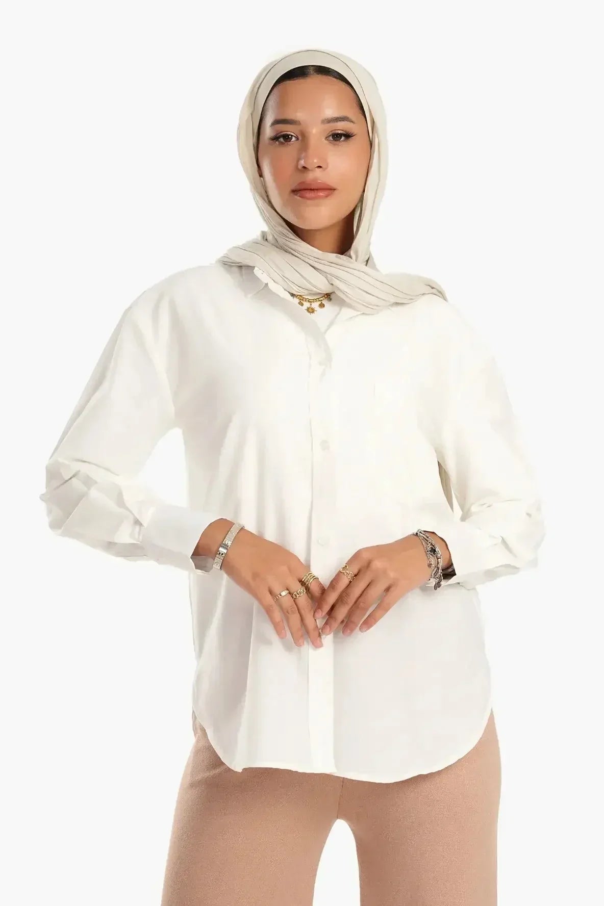 Carina - Cotton Blend Collared Shirt 3