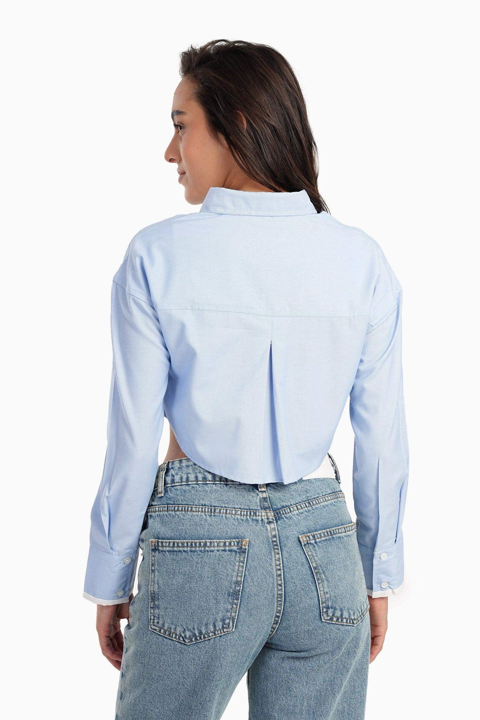Carina - Light Blue Cropped Shirt 3