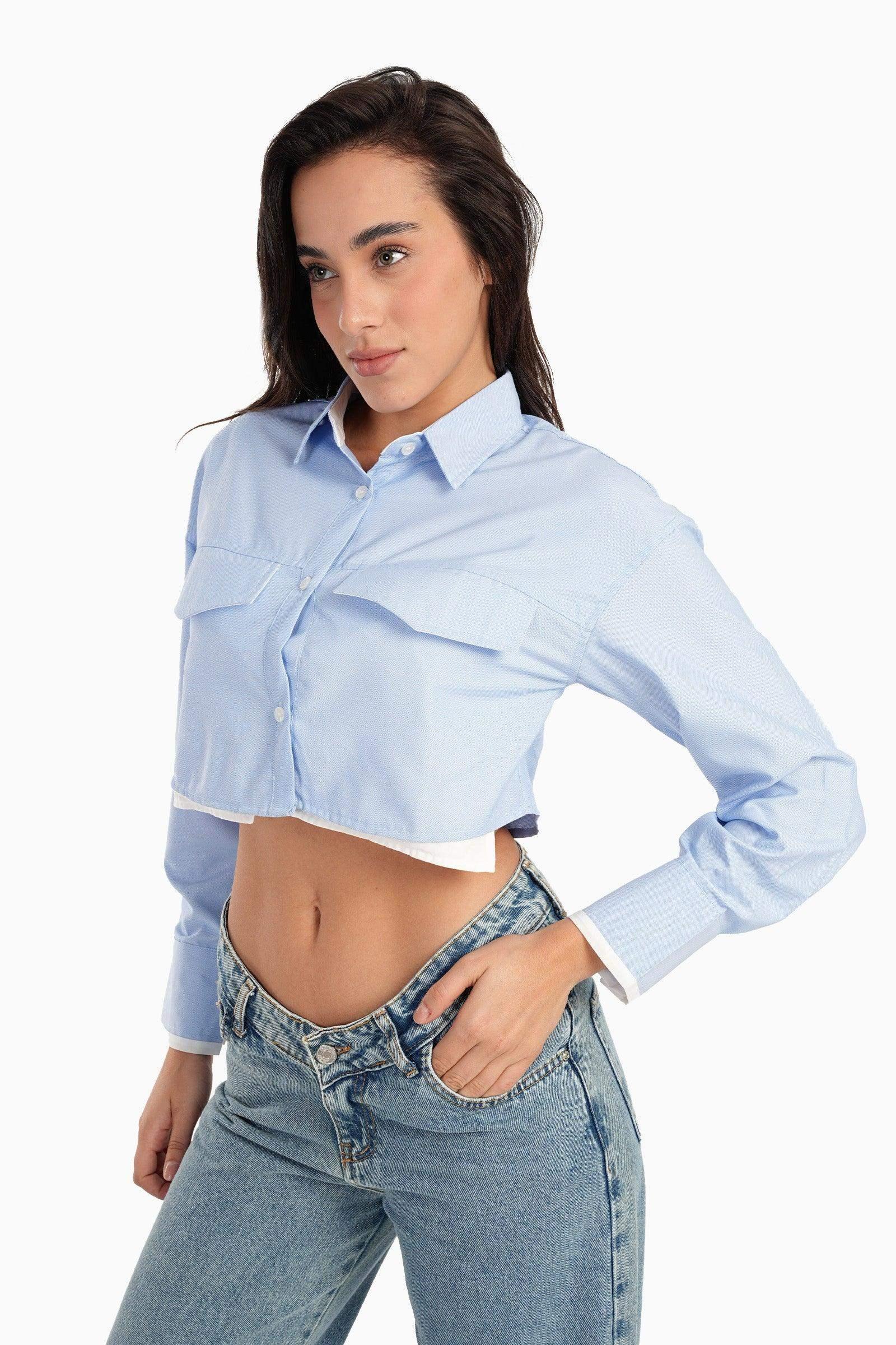 Carina - Light Blue Cropped Shirt 2