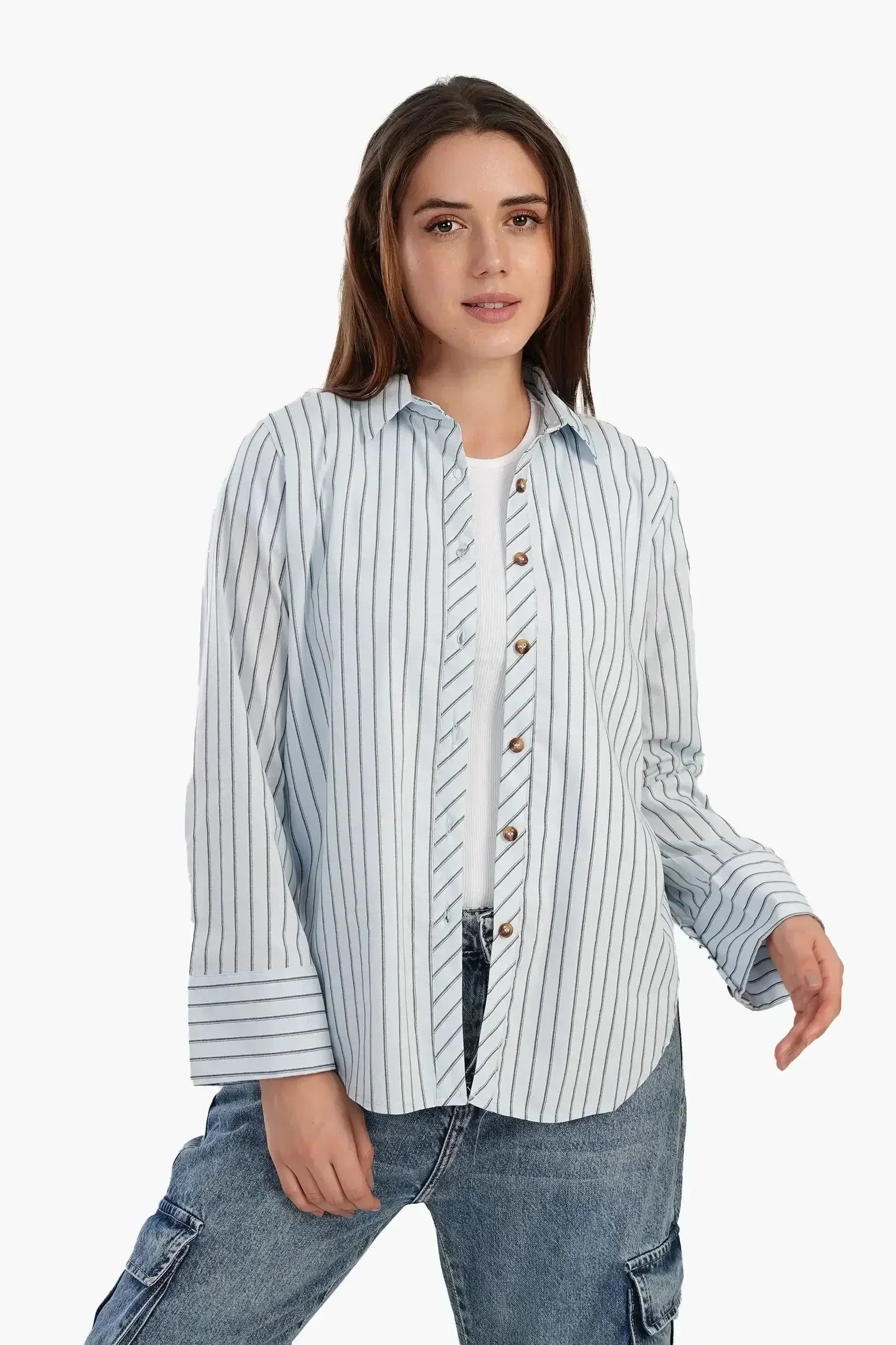 Carina - Poplin Blue Striped Shirt 2