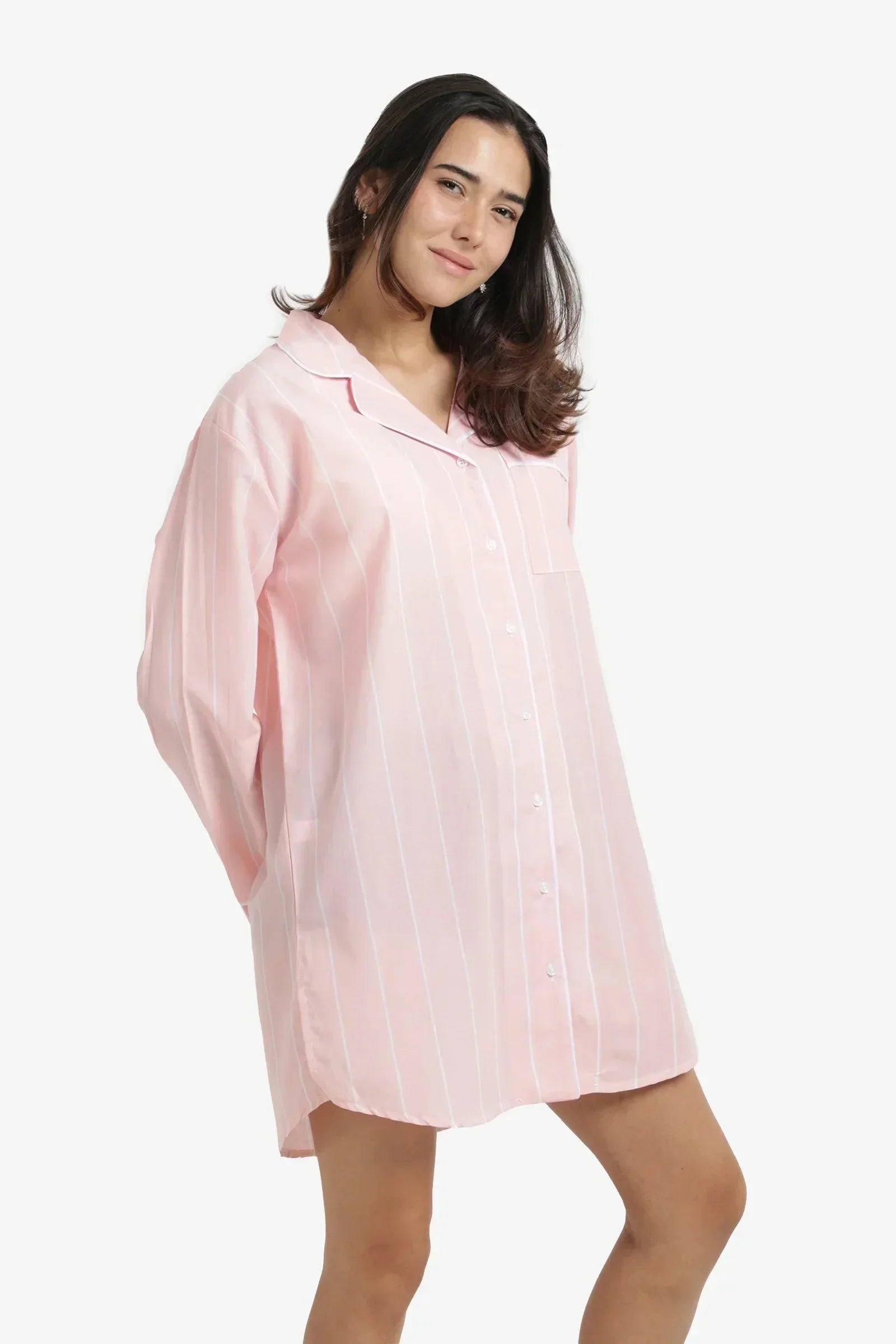 Carina - Cozy Cotton Striped Nightgown 2