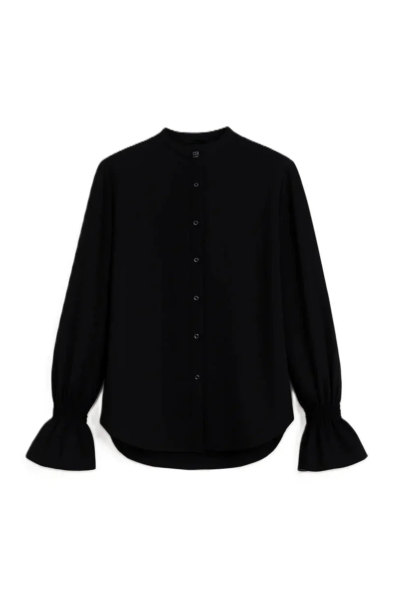 Black Vintage Ruffle Blouse - Carina 5