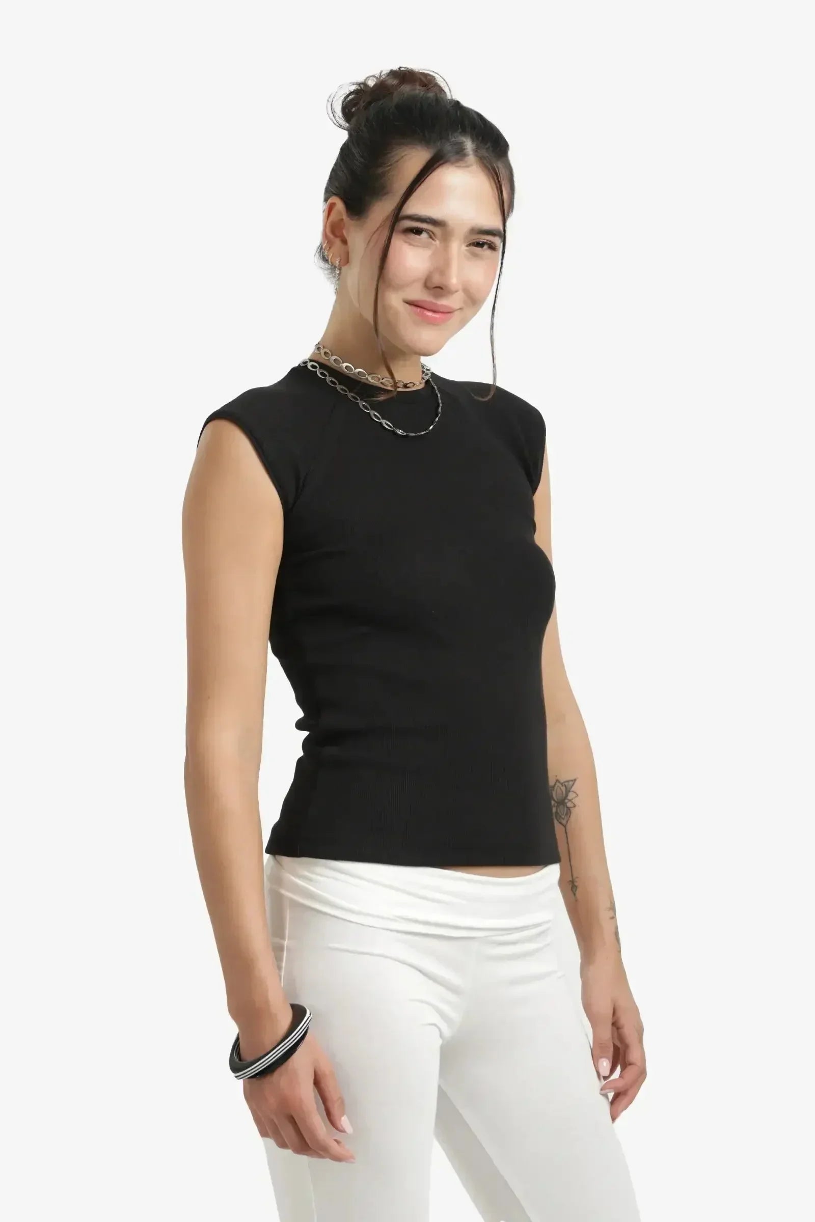 Carina - Ribbed Cap Sleeves Top 1