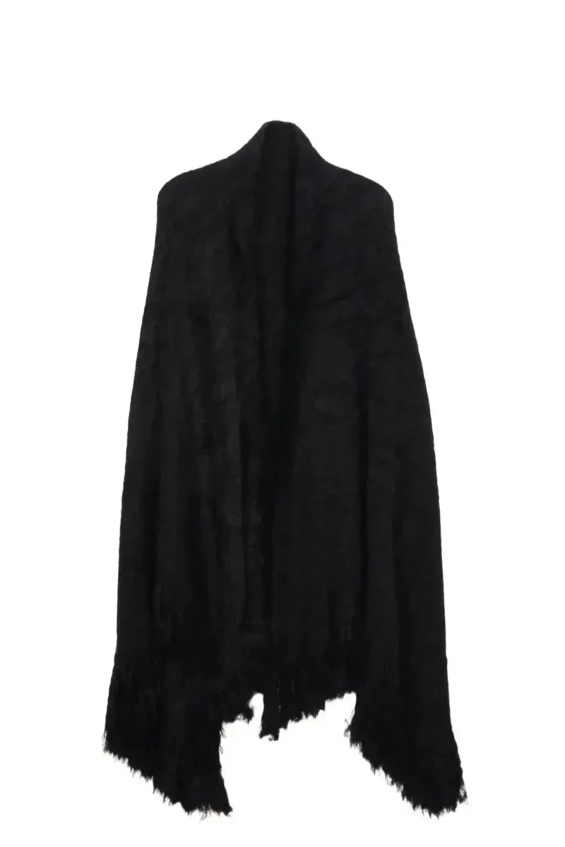 Carina - Fringe Trim Knitted Poncho 11
