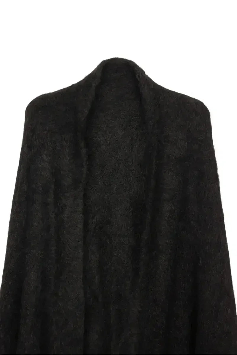 Carina - Fringe Trim Knitted Poncho 12