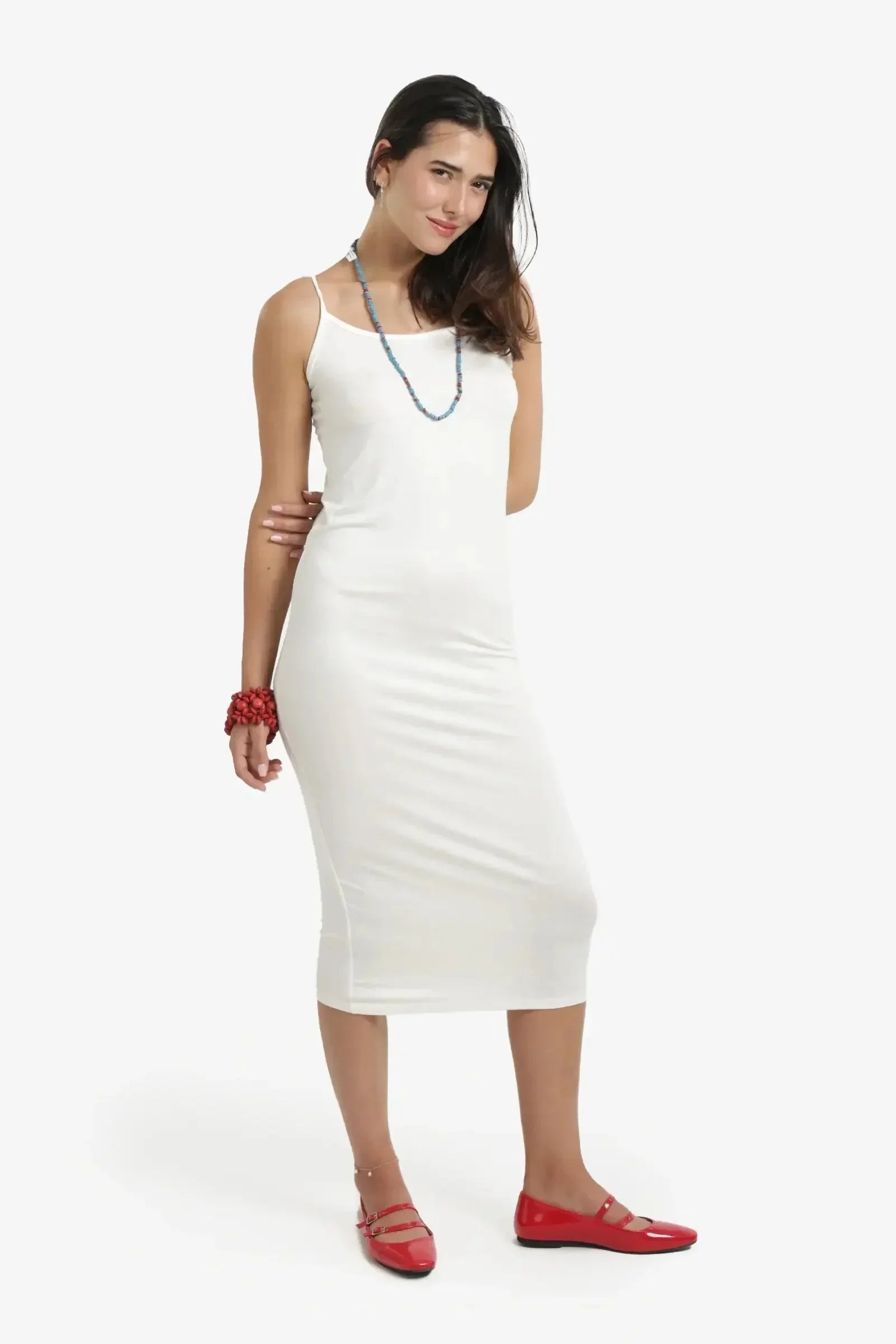 Carina - Plain Slim Fit Midi Dress 15