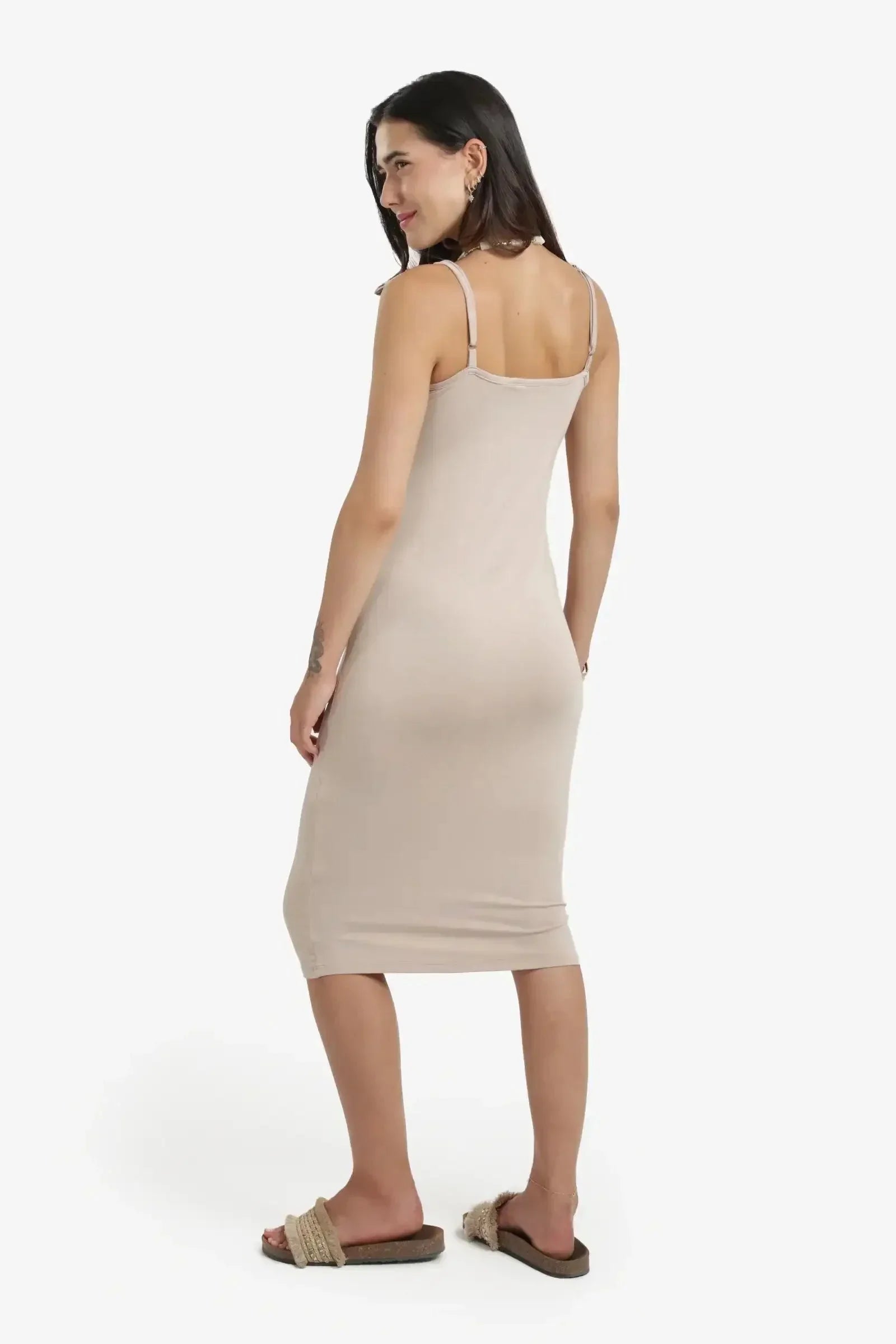 Carina - Plain Slim Fit Midi Dress 3
