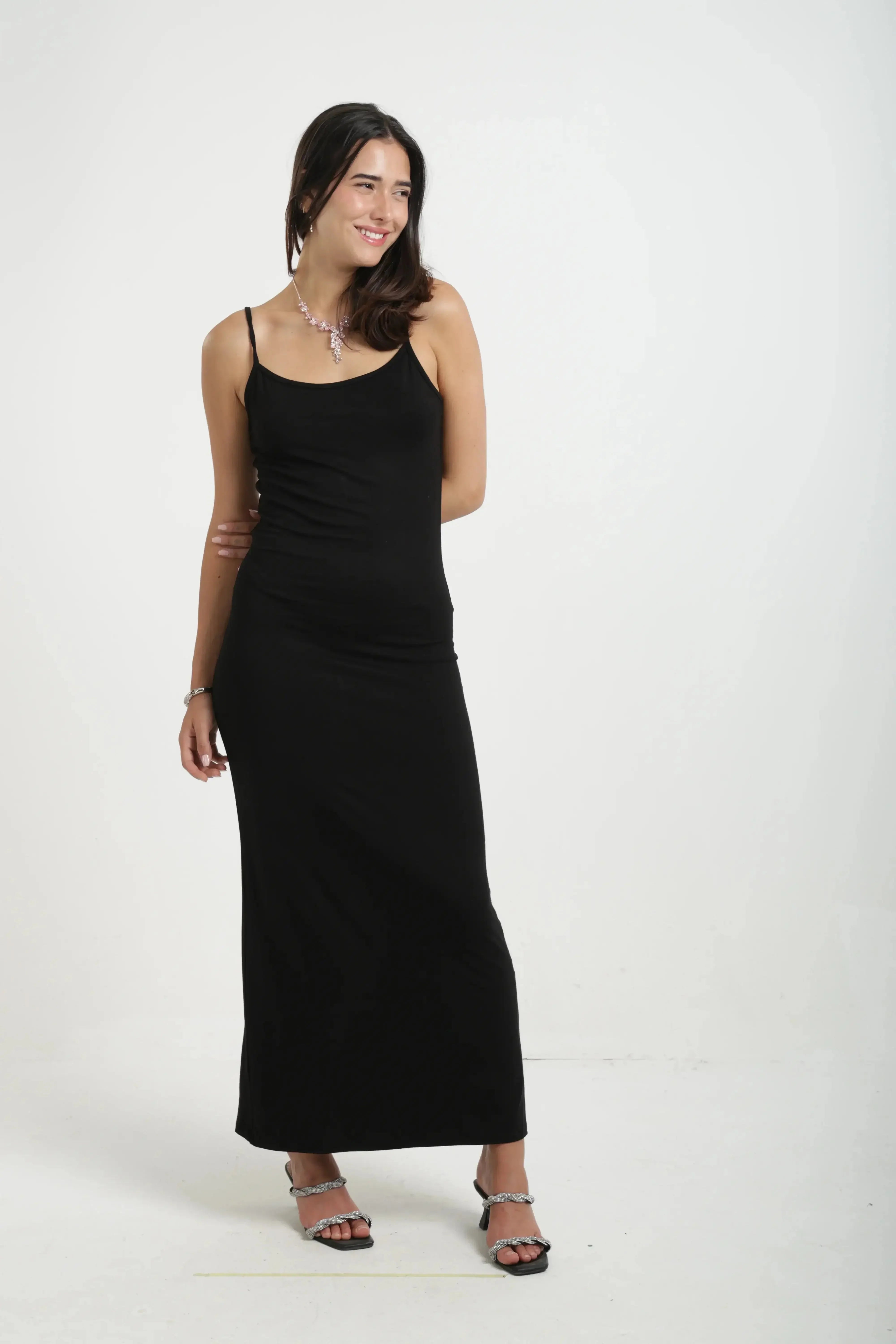 Carina - Plain Slim Fit Maxi Dress 8