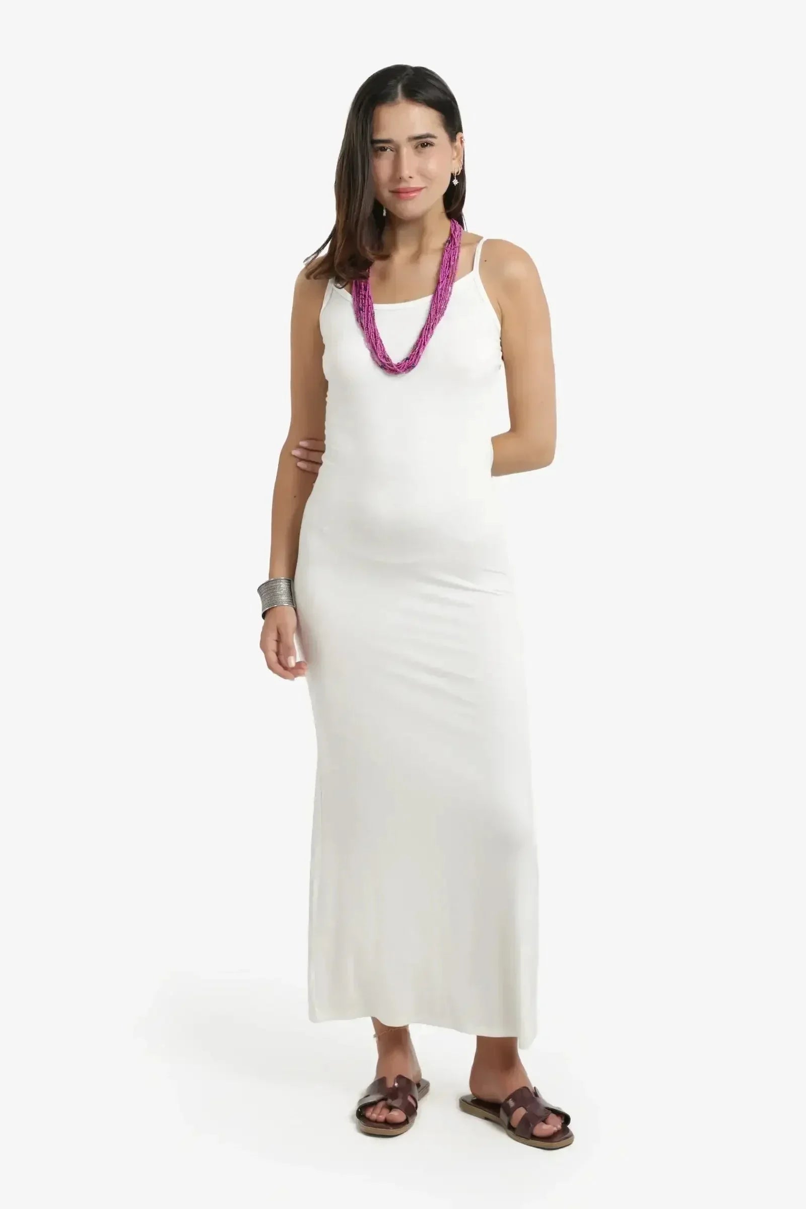 Carina - Plain Slim Fit Maxi Dress 1