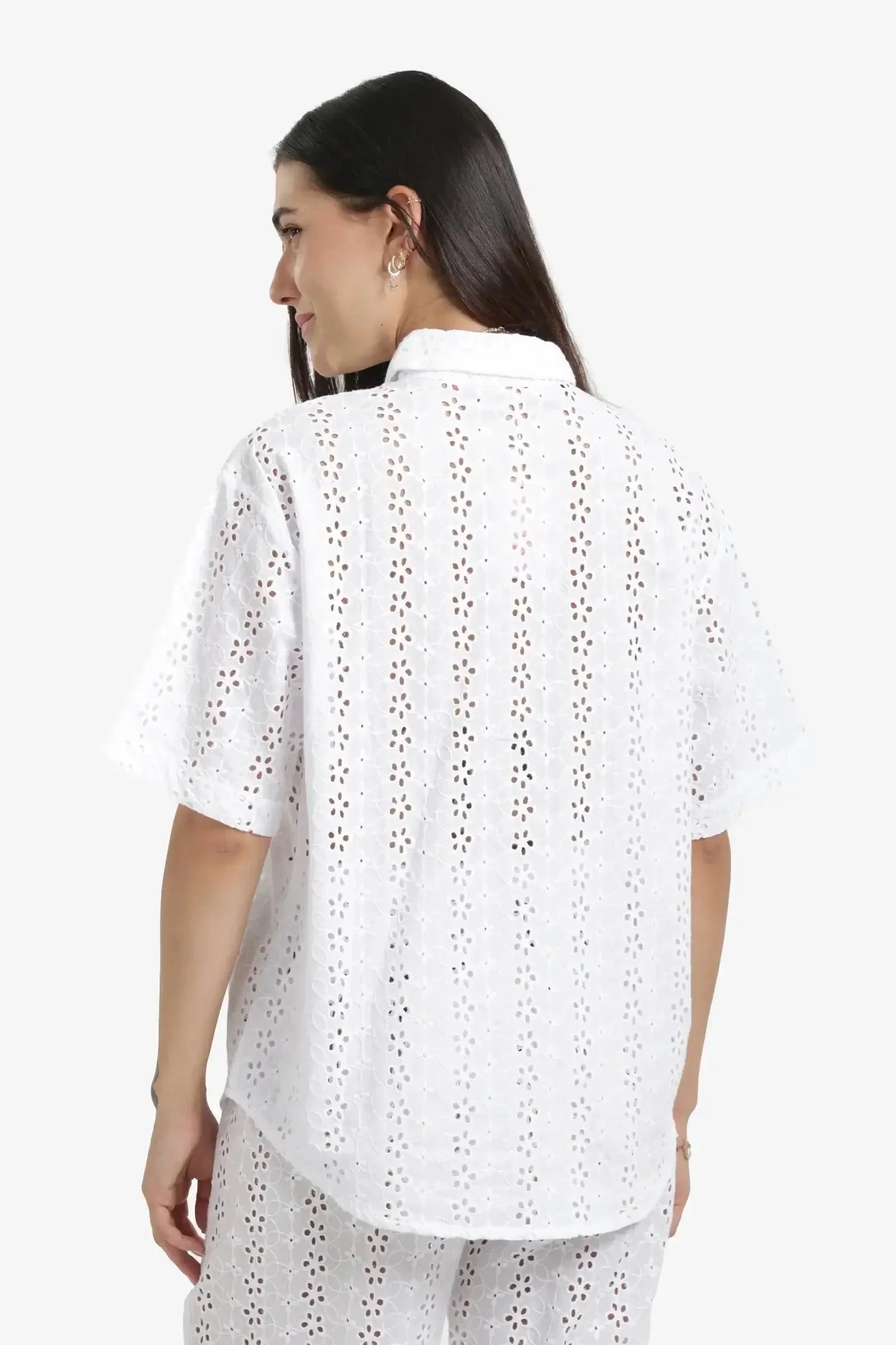 Carina - Perforated Floral Beach Shirt 3