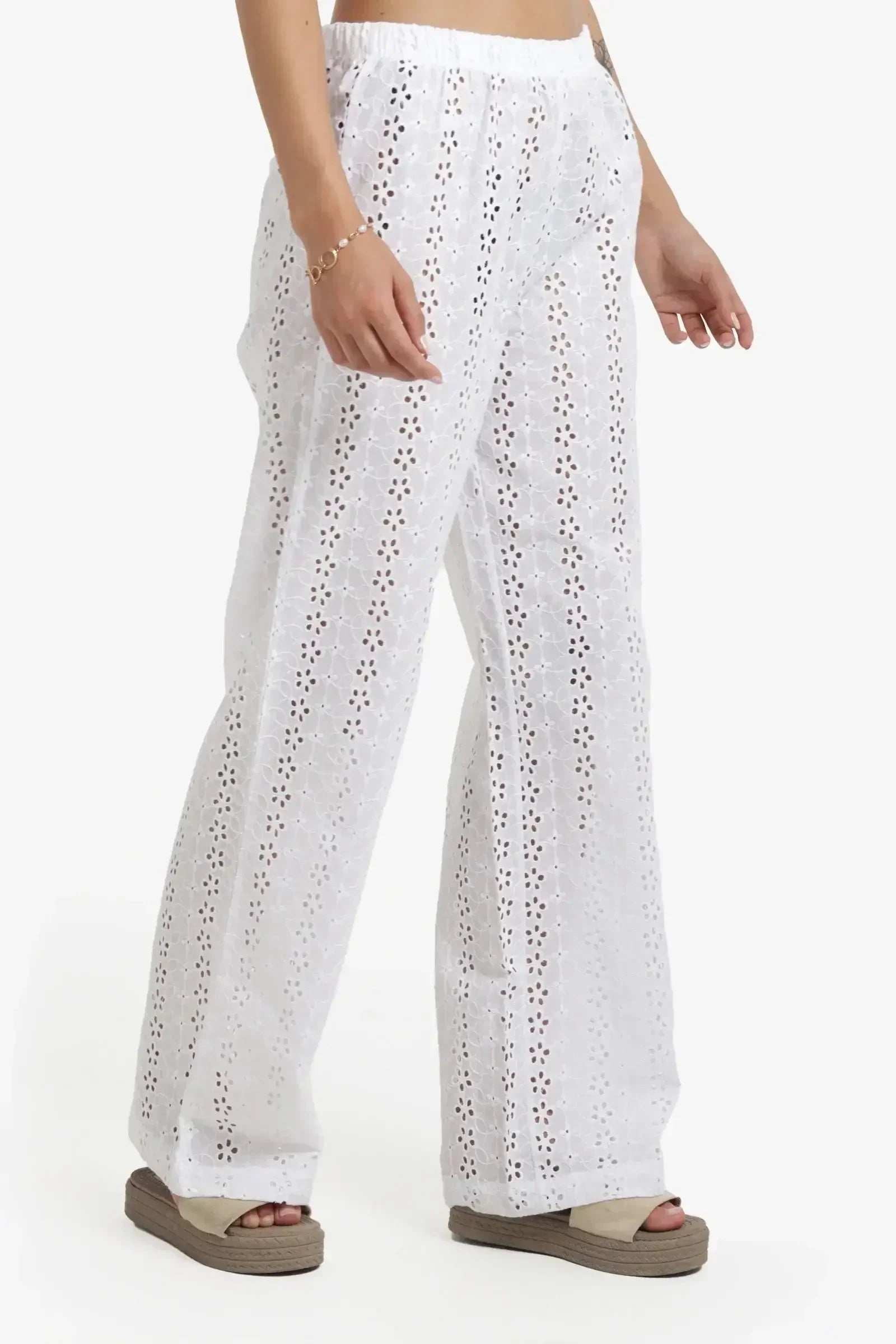 Carina - Embroidered Eyelet Beach Pants 3