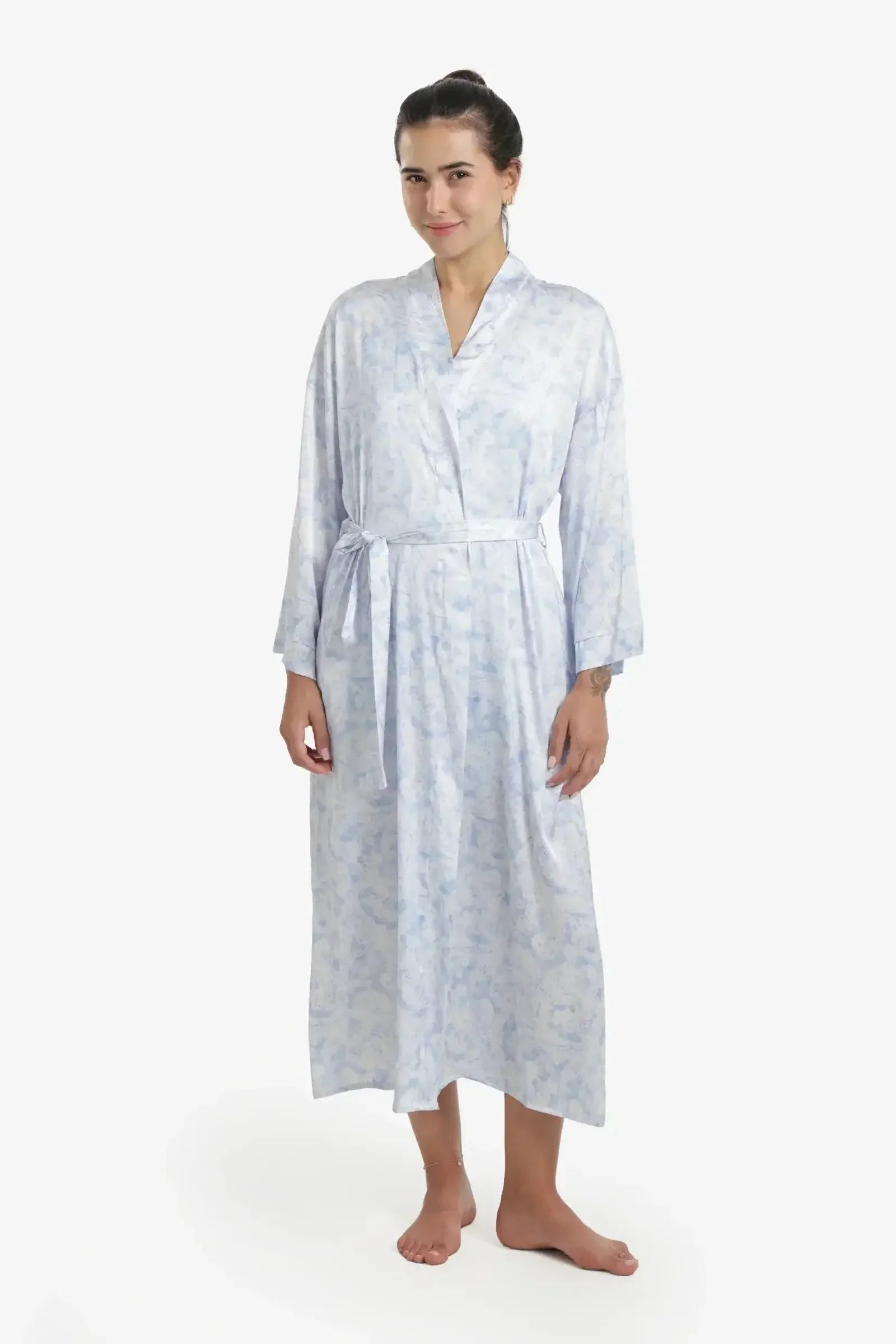 Carina - Printed Midi Satin Robe 2