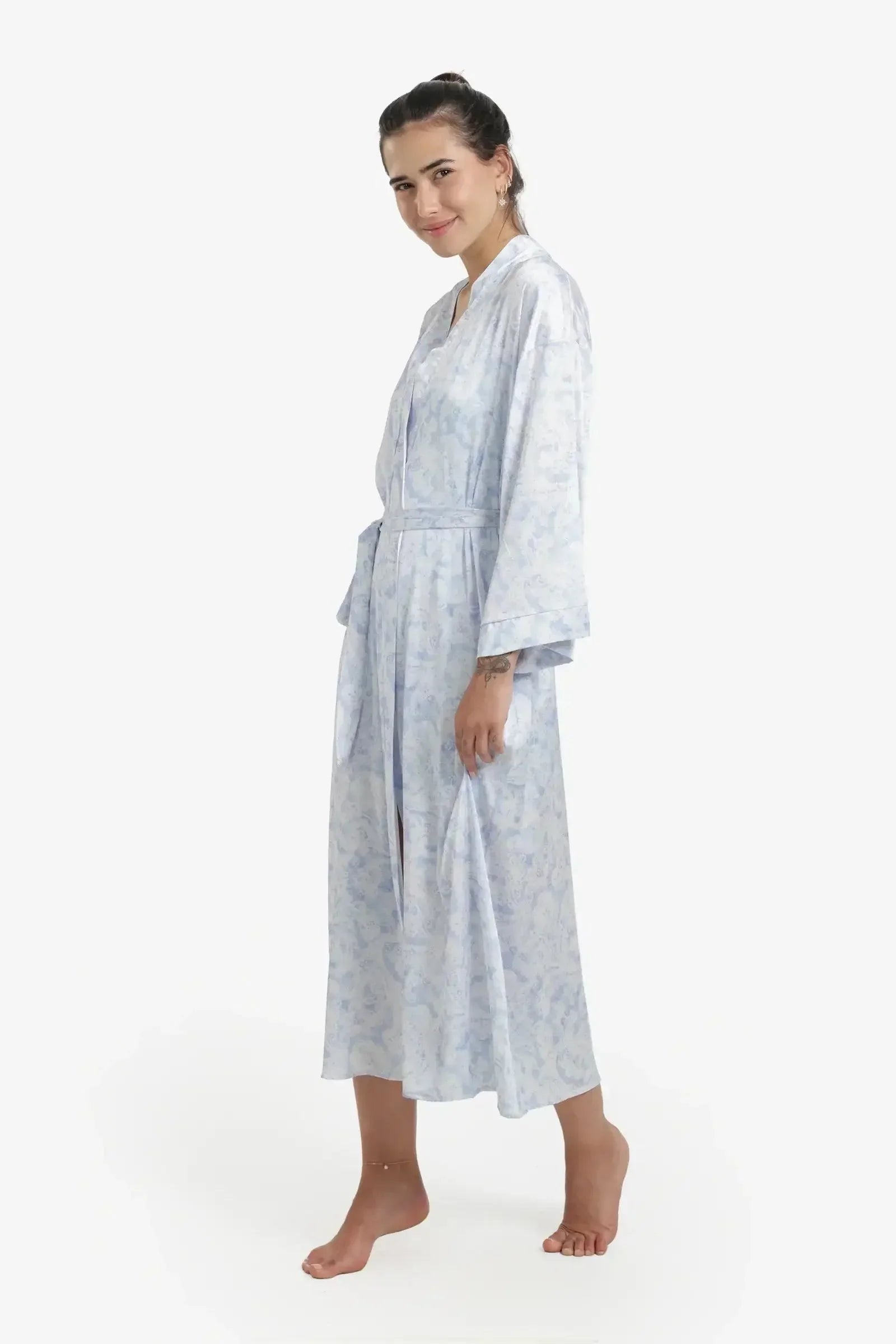 Carina - Printed Midi Satin Robe 3
