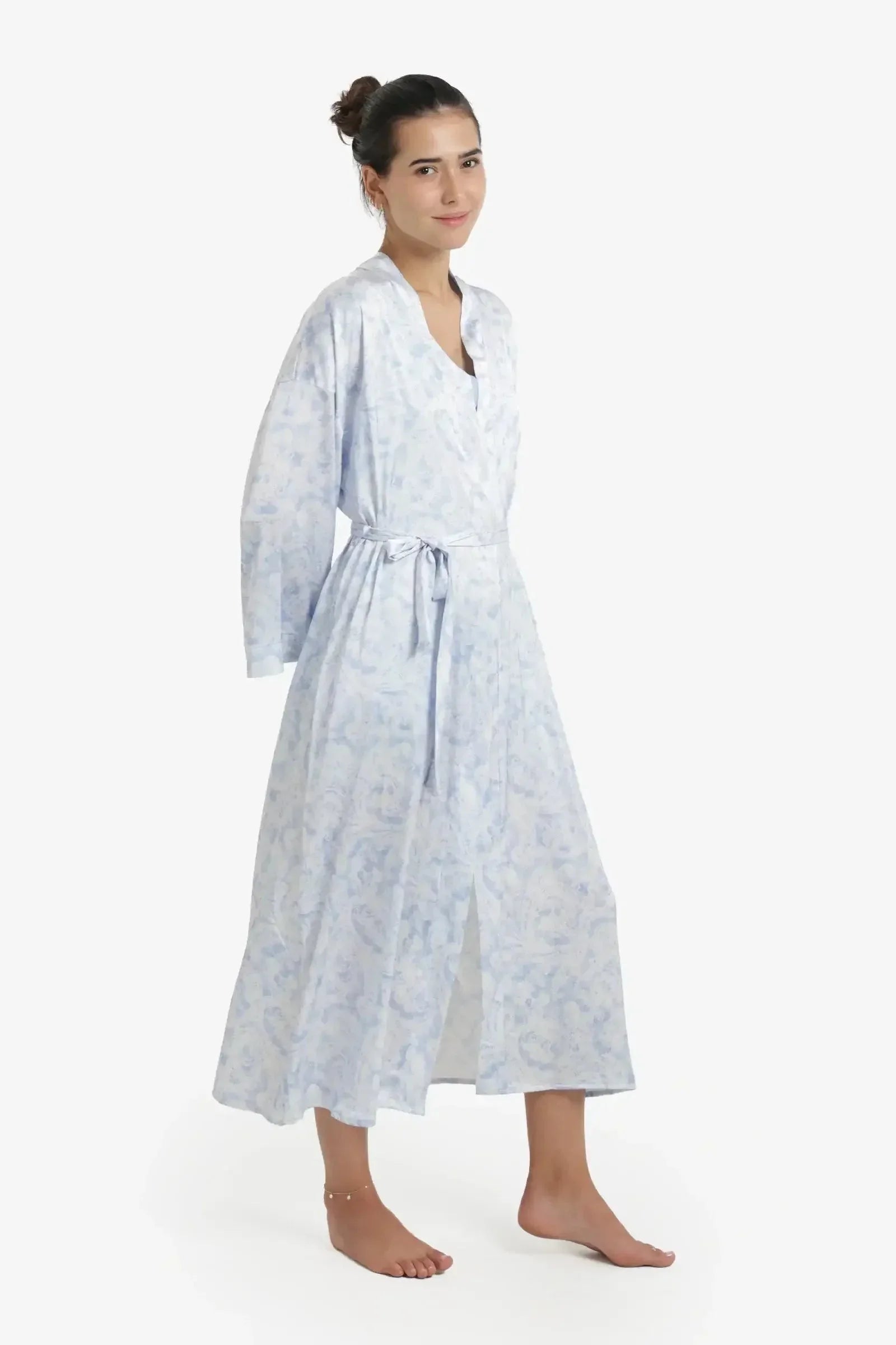 Carina - Printed Midi Satin Robe 1
