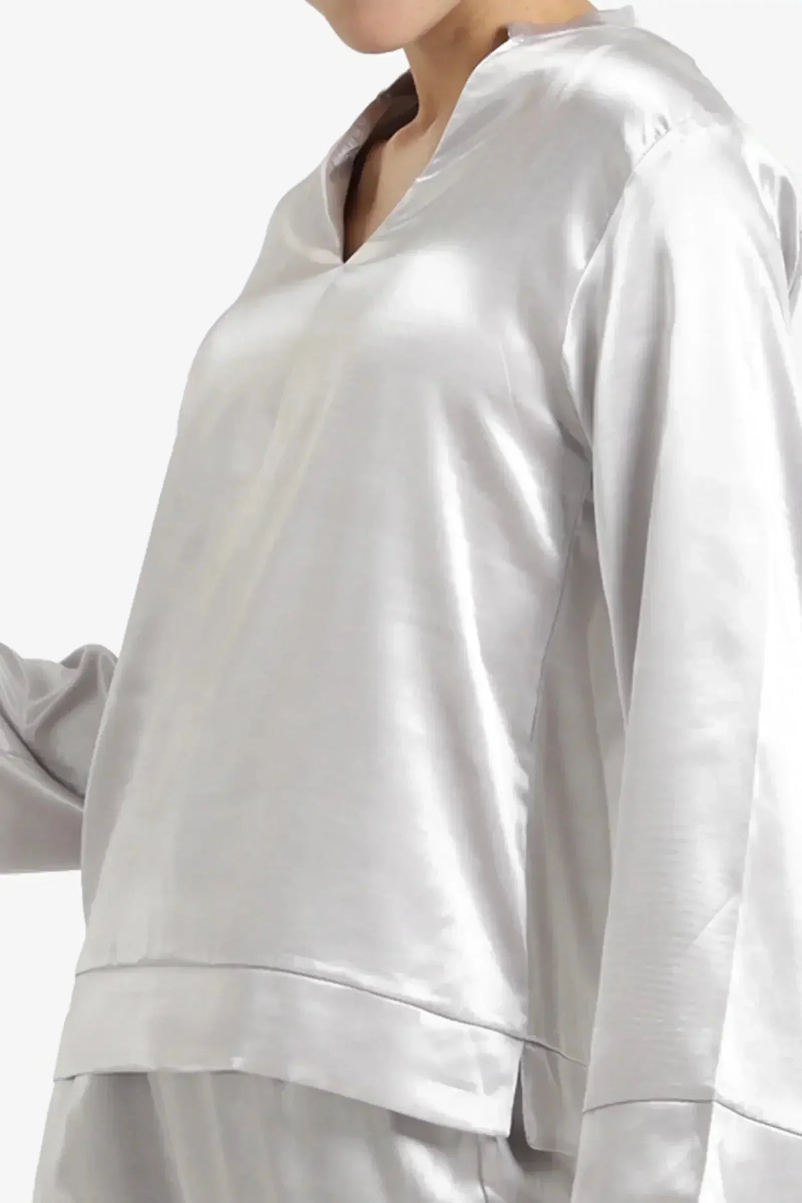 Carina - Silver Satin Pyjama Set 5