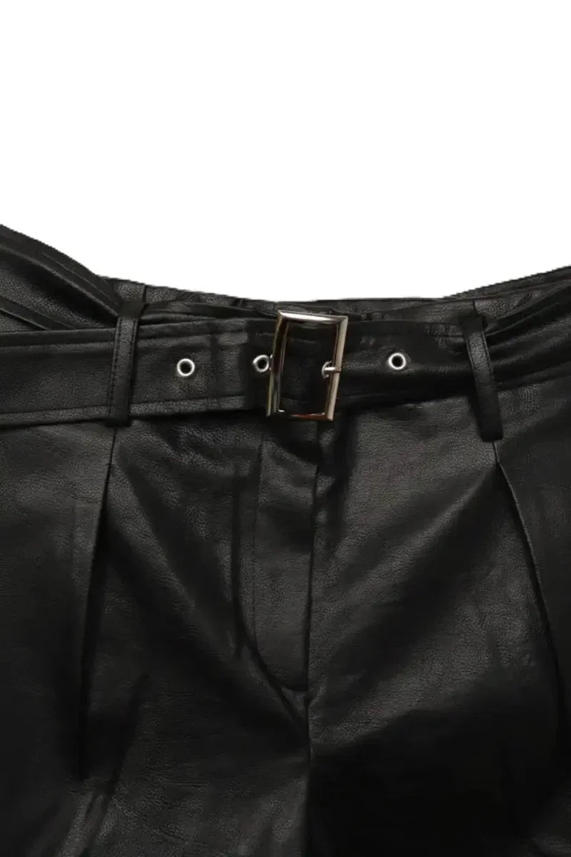 Carina - Wide Leg Faux Leather Shorts 9