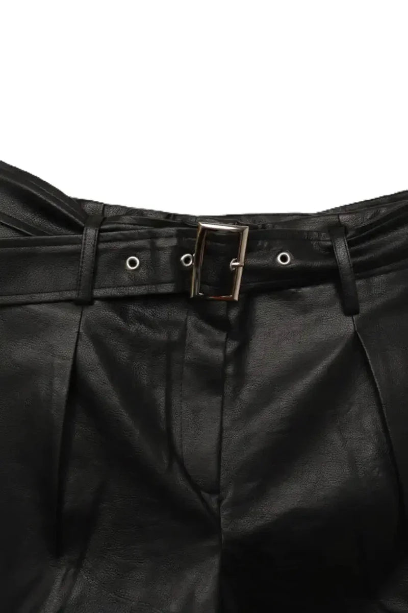 Carina - Wide Leg Faux Leather Shorts 9