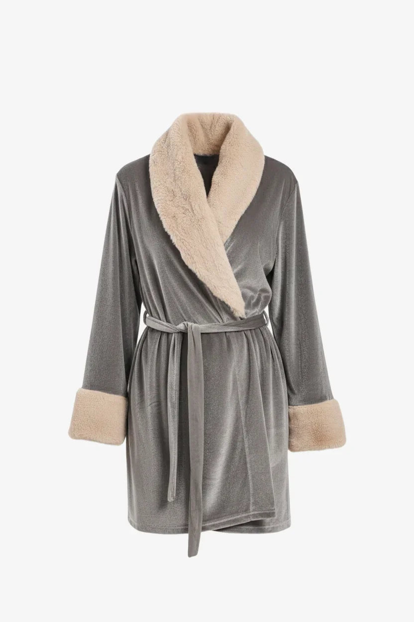 Carina - Velvet Robe with Fur Trim 4