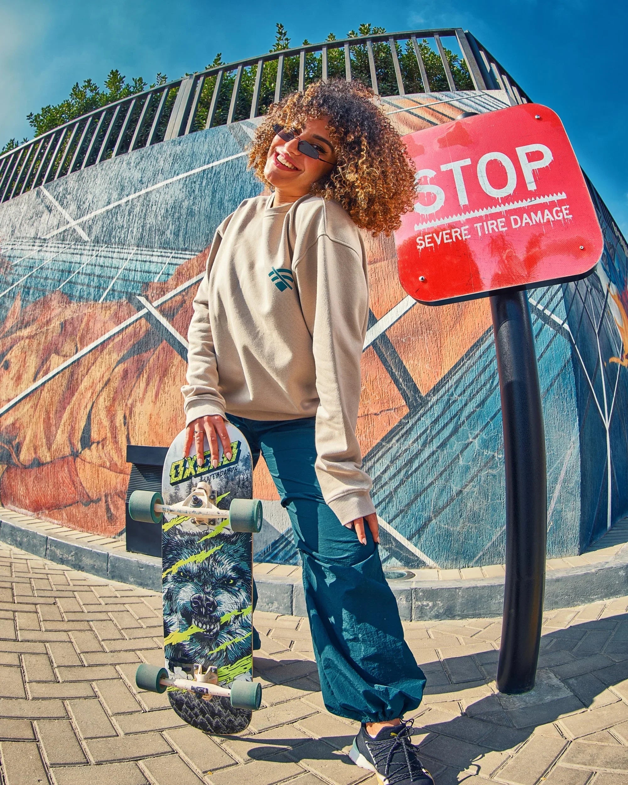 NAS Trends - Wifi Unisex Oversized Crew-neck Sweatshirt-Beige 2