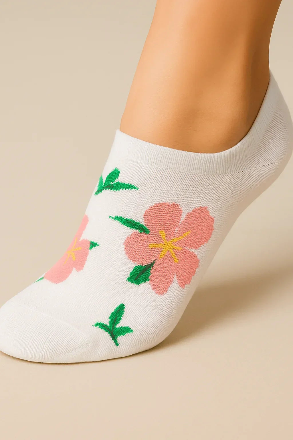 Women Set Of 3 Ankle Socks Flower Pattern ( Black-White-Pink ) - Sam Socks - Babazzaro