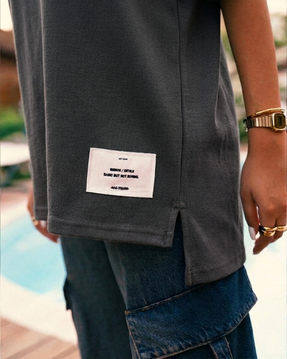Stitched Basic Unisex Oversized SS T-Shirt - Grey W - NAS Trends 2